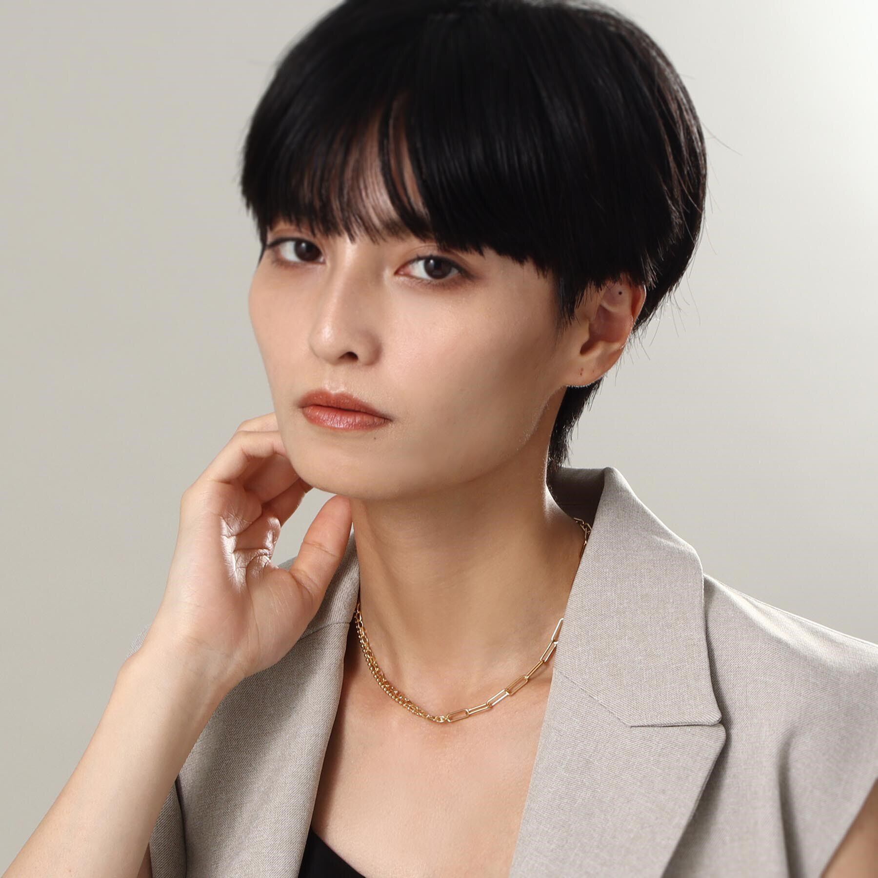 COCOSHNIK ONKITSCH「シルバー コンビネーションチェーン ニュアンスボールネックレス GP」|ネックレス|