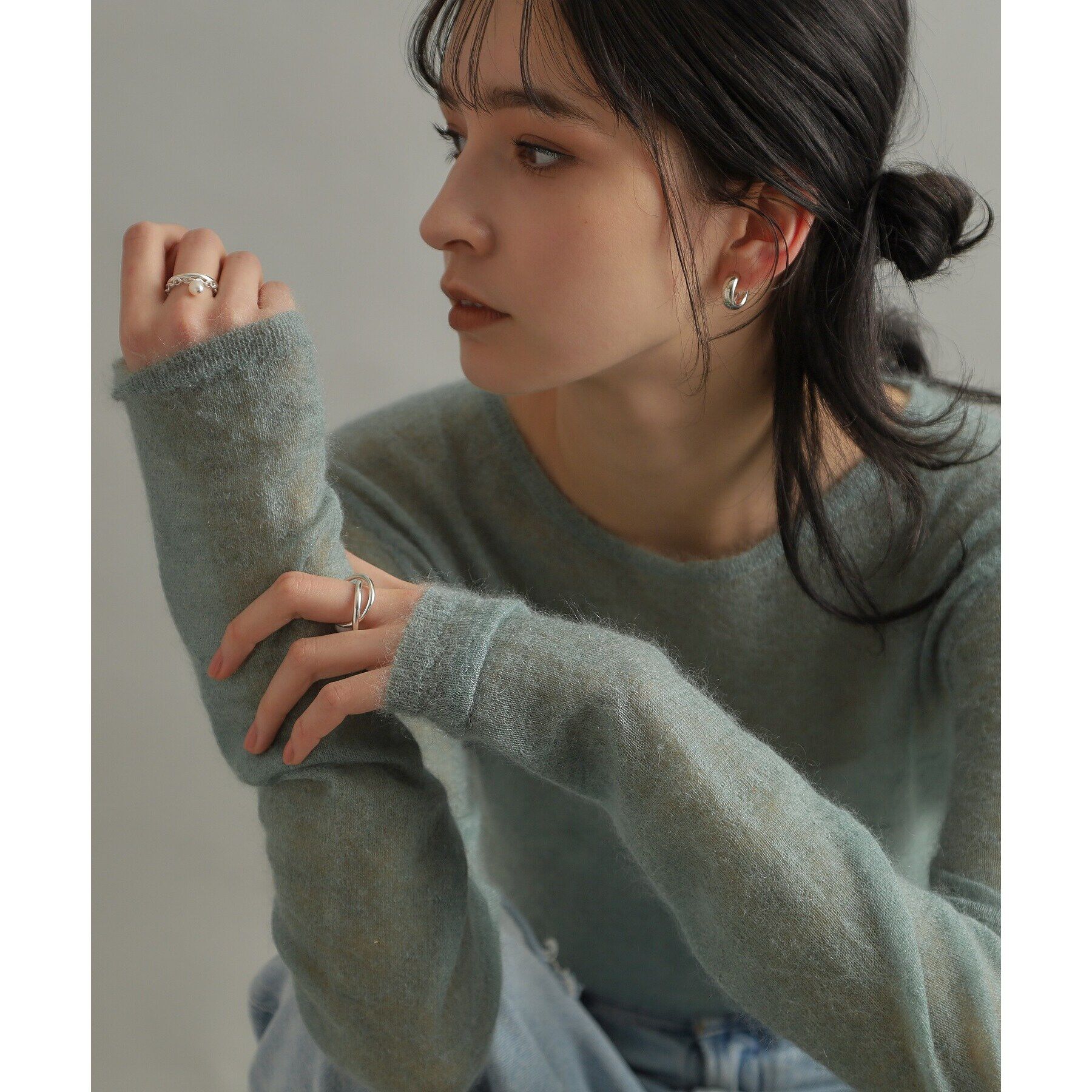 COCOSHNIK ONKITSCH「シルバー スモールフープ プランプピアス」|ピアス|