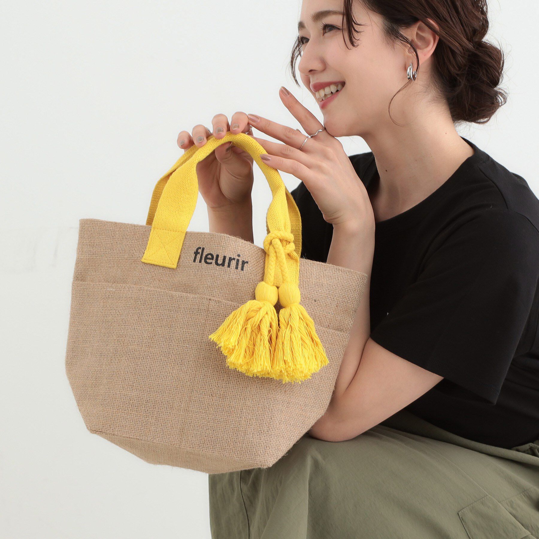 SHOO･LA･RUE「【高レビュー】夏を彩る ジュートランチトートバッグ」|トートバッグ|イエロー(032)