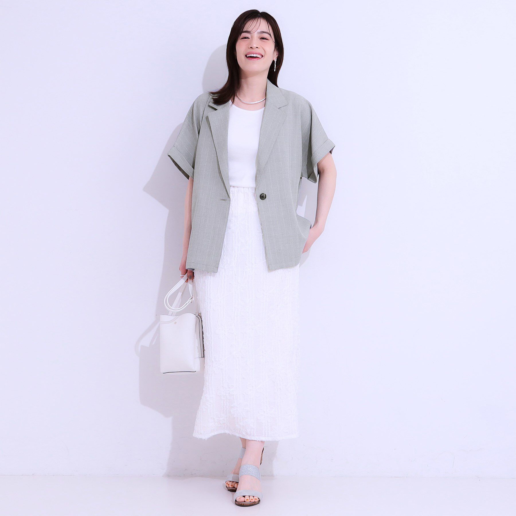 SHOO･LA･RUE「【セットアップ可】麻調半袖ジャケット」|テーラードジャケット|