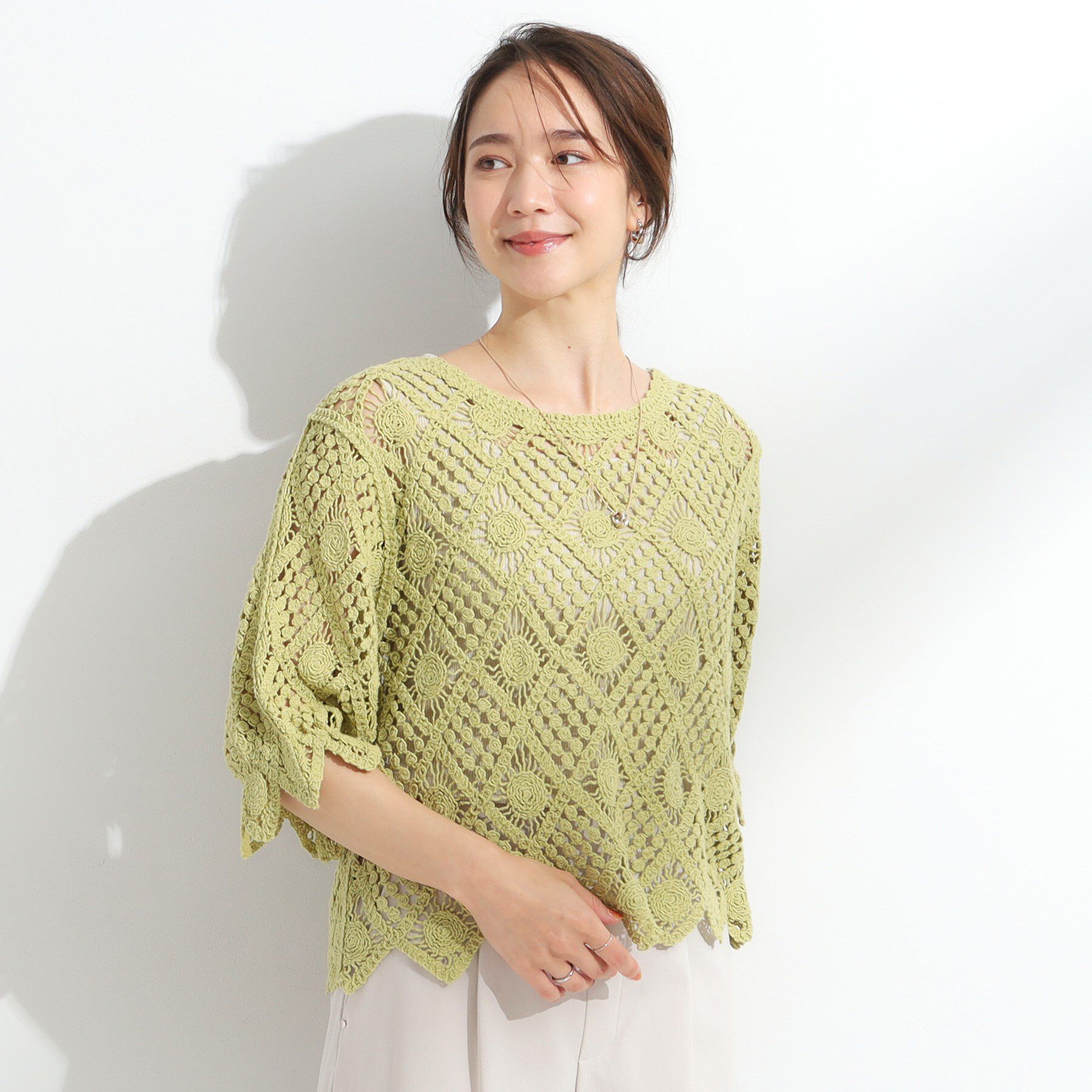 SHOO･LA･RUE「【2WAY】大人のほんのり甘いスタイルに クロシェレースカーディガン」|カーディガン|