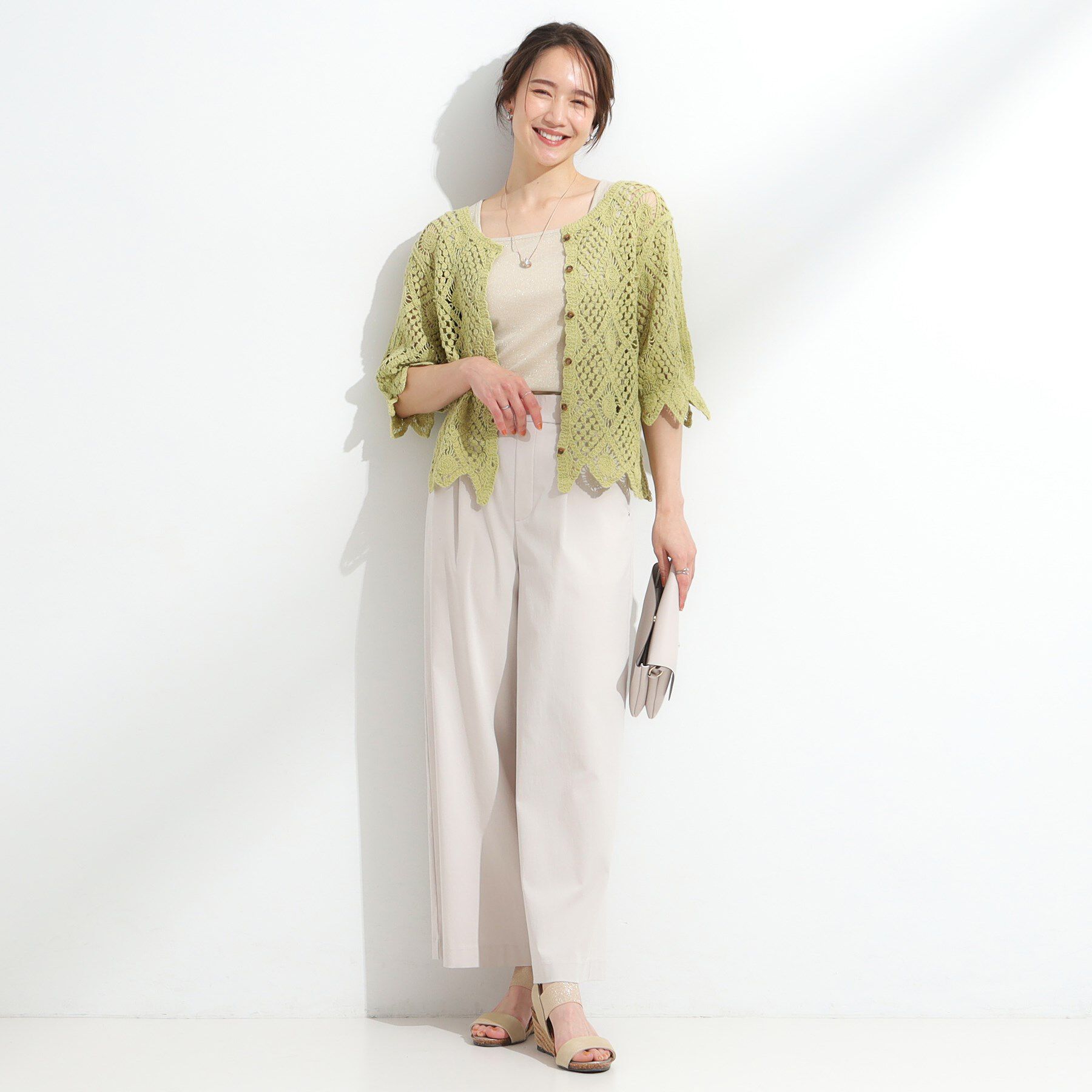 SHOO･LA･RUE「【2WAY】大人のほんのり甘いスタイルに クロシェレースカーディガン」|カーディガン|