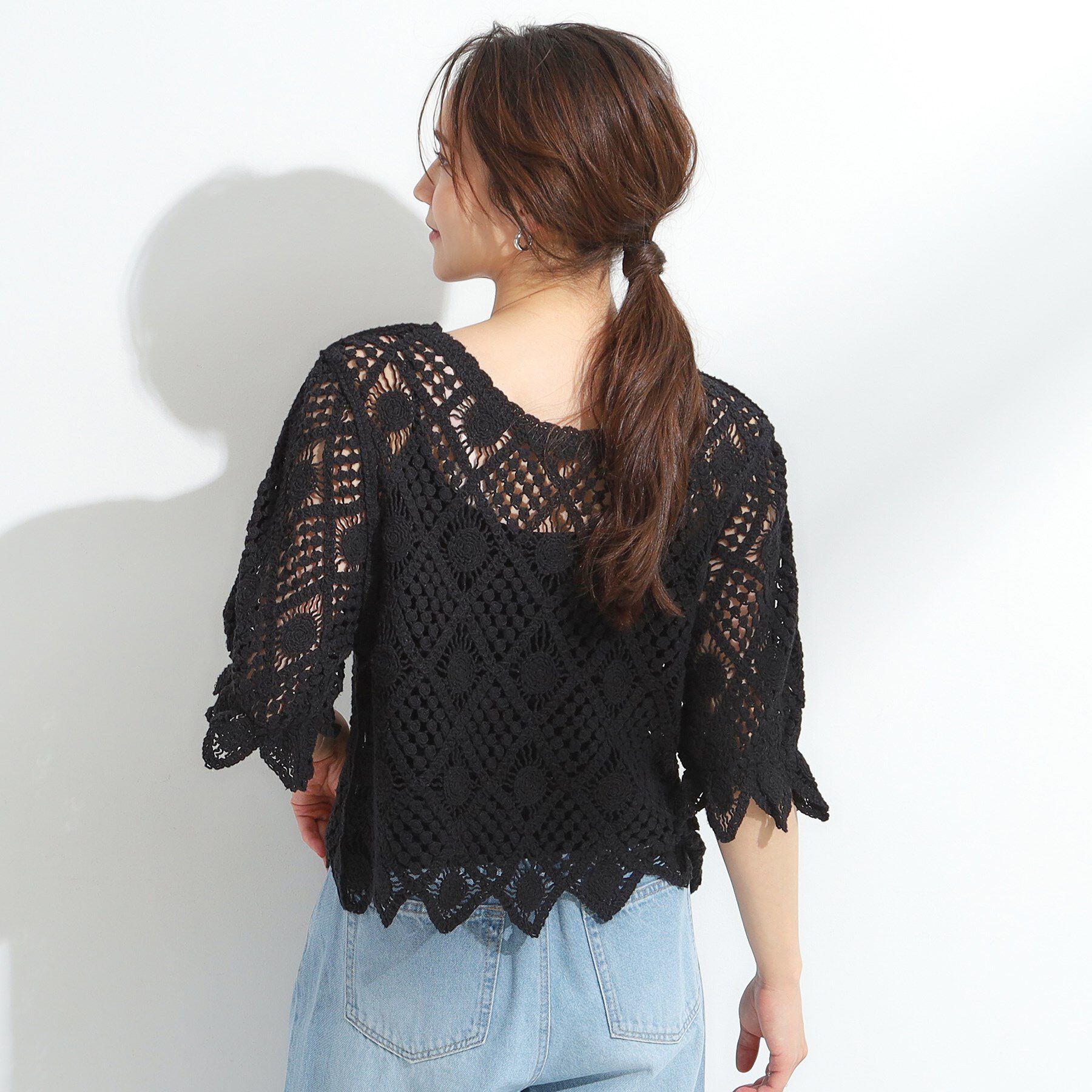 SHOO･LA･RUE「【2WAY】大人のほんのり甘いスタイルに クロシェレースカーディガン」|カーディガン|