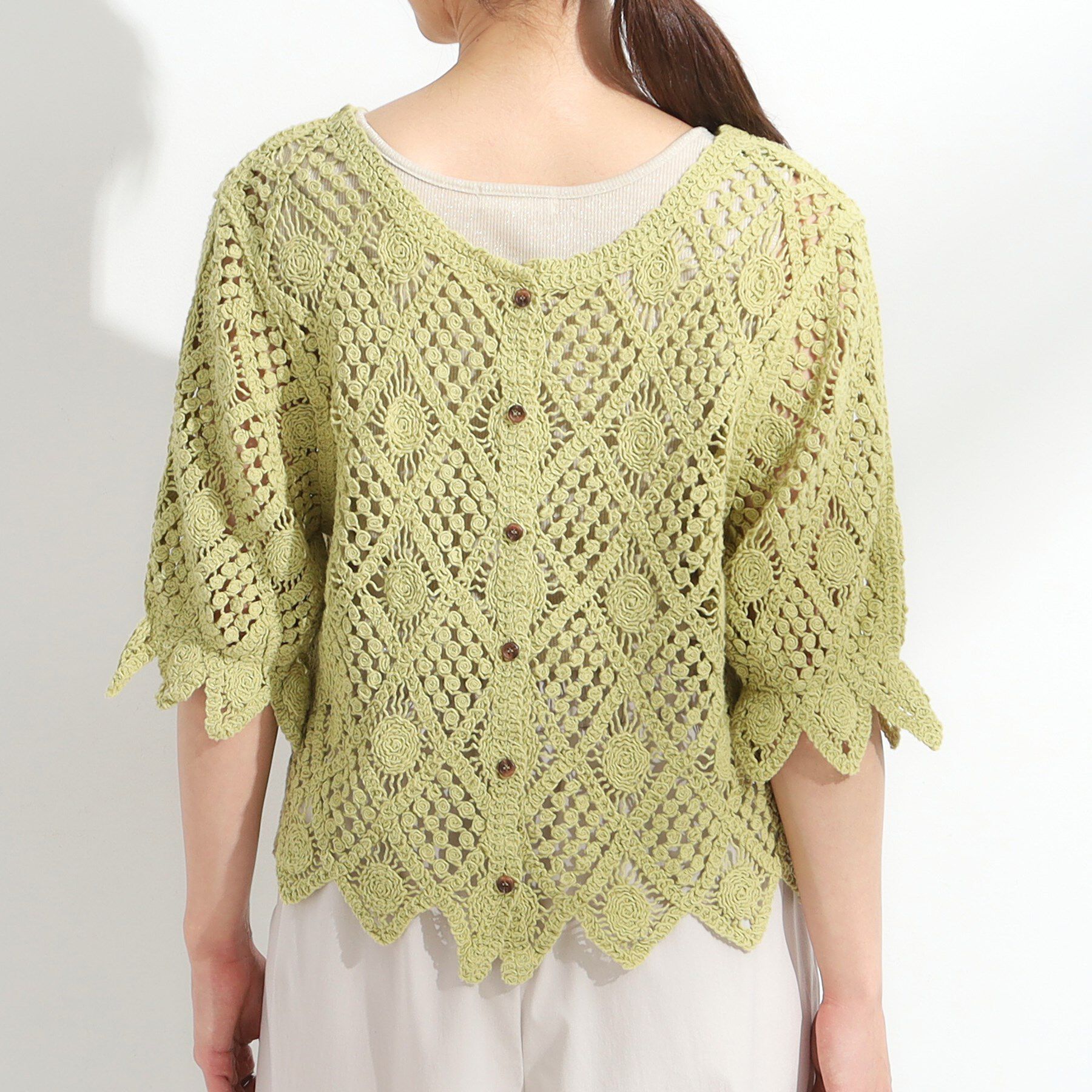 SHOO･LA･RUE「【2WAY】大人のほんのり甘いスタイルに クロシェレースカーディガン」|カーディガン|