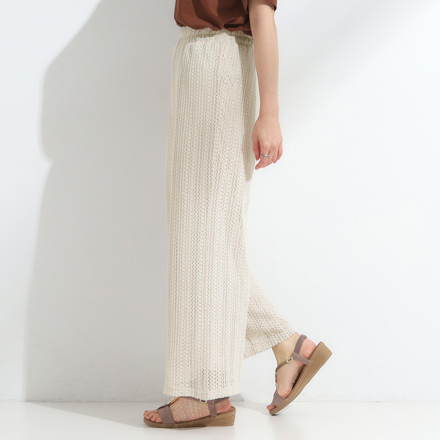 SHOO･LA･RUE「【S-LL】クロシェ風レースイージーワイドパンツ」|その他|