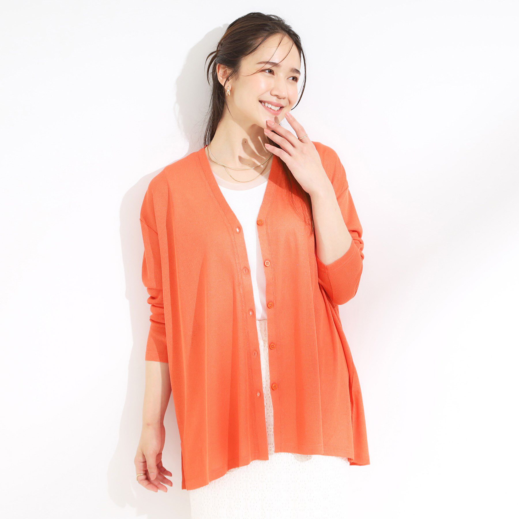 SHOO･LA･RUE「【S-LL/ひんやり/UV】手の甲まで隠れる トッパーカーディガン」|カーディガン|