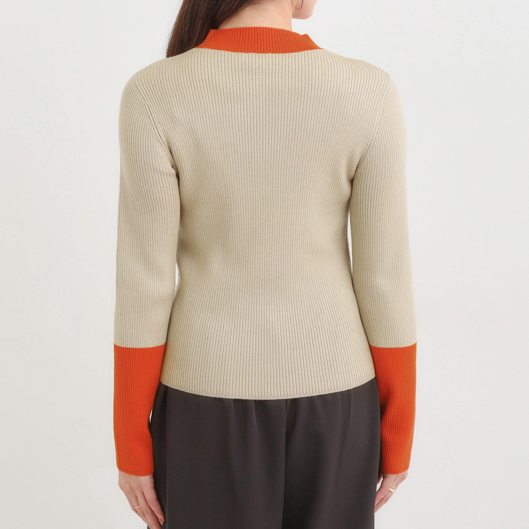 SHOO･LA･RUE「【洗濯機可/S-LL】配色使いがアクセント リブハイネックインナー」|ニット・セーター|