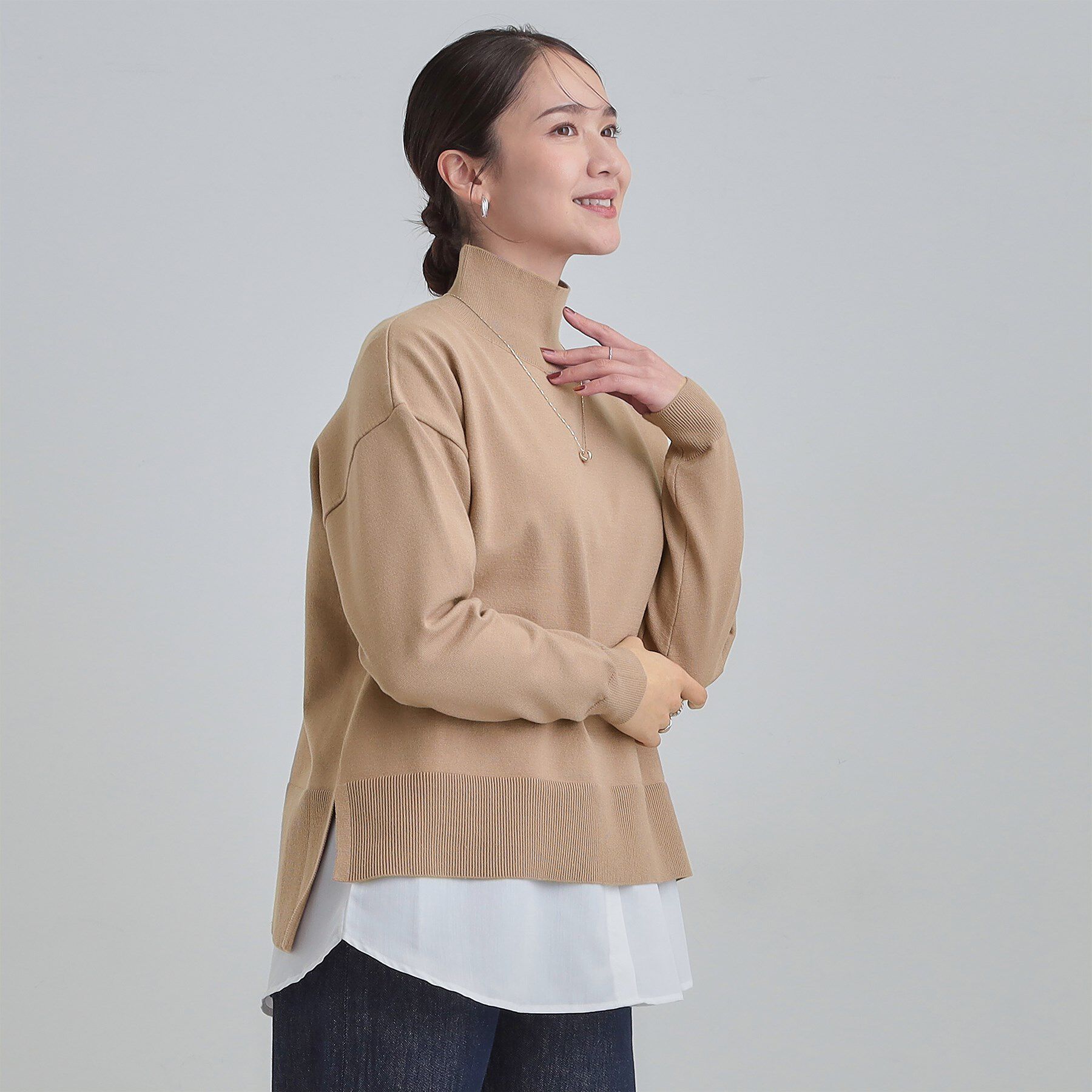 SHOO･LA･RUE「【2点セット/S-LL】時短で決まる もちもちニット＆裾シャツインナー」|その他|