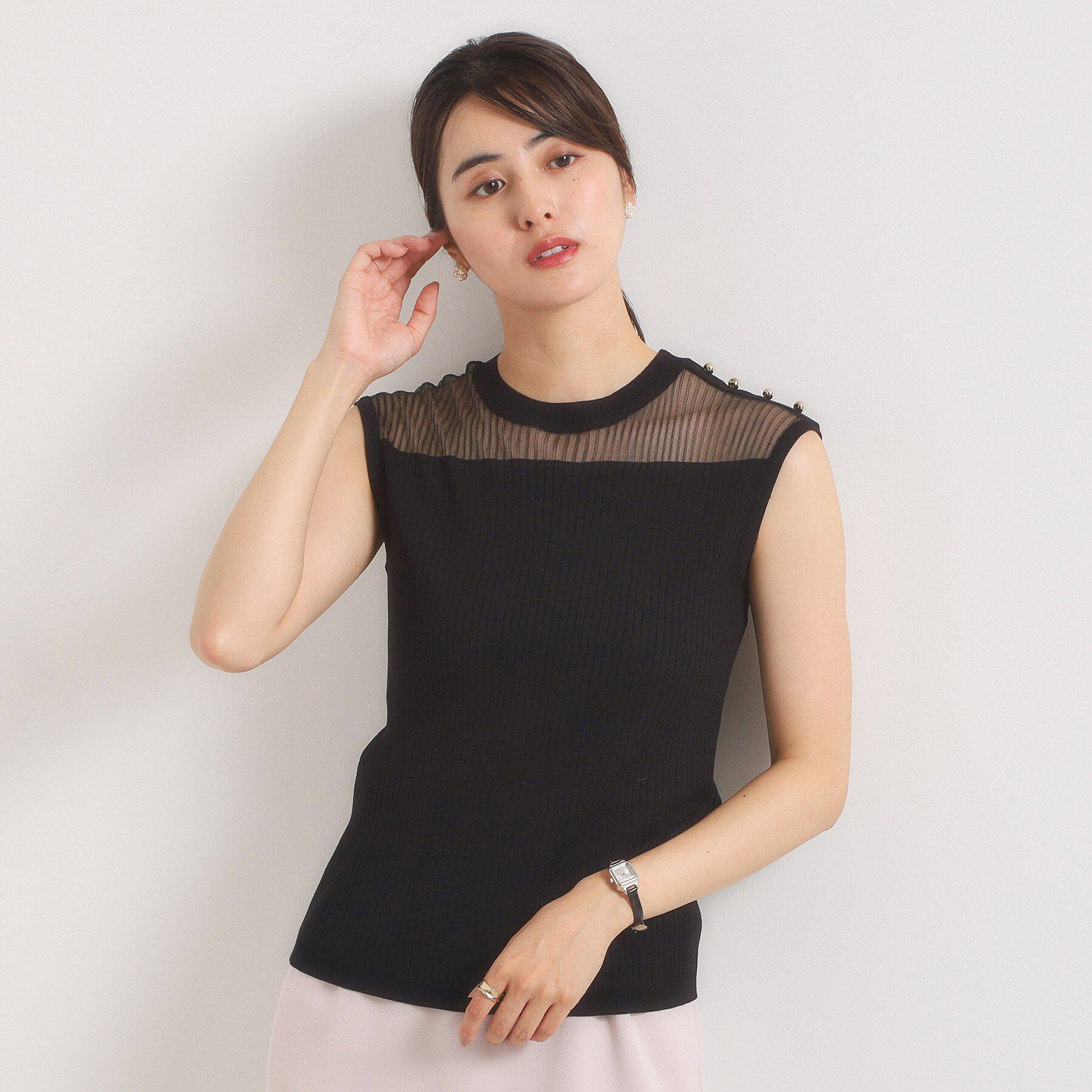 ITS&rsquo;DEMO「【手洗い可】シアー切替ニット」|ニット・セーター|