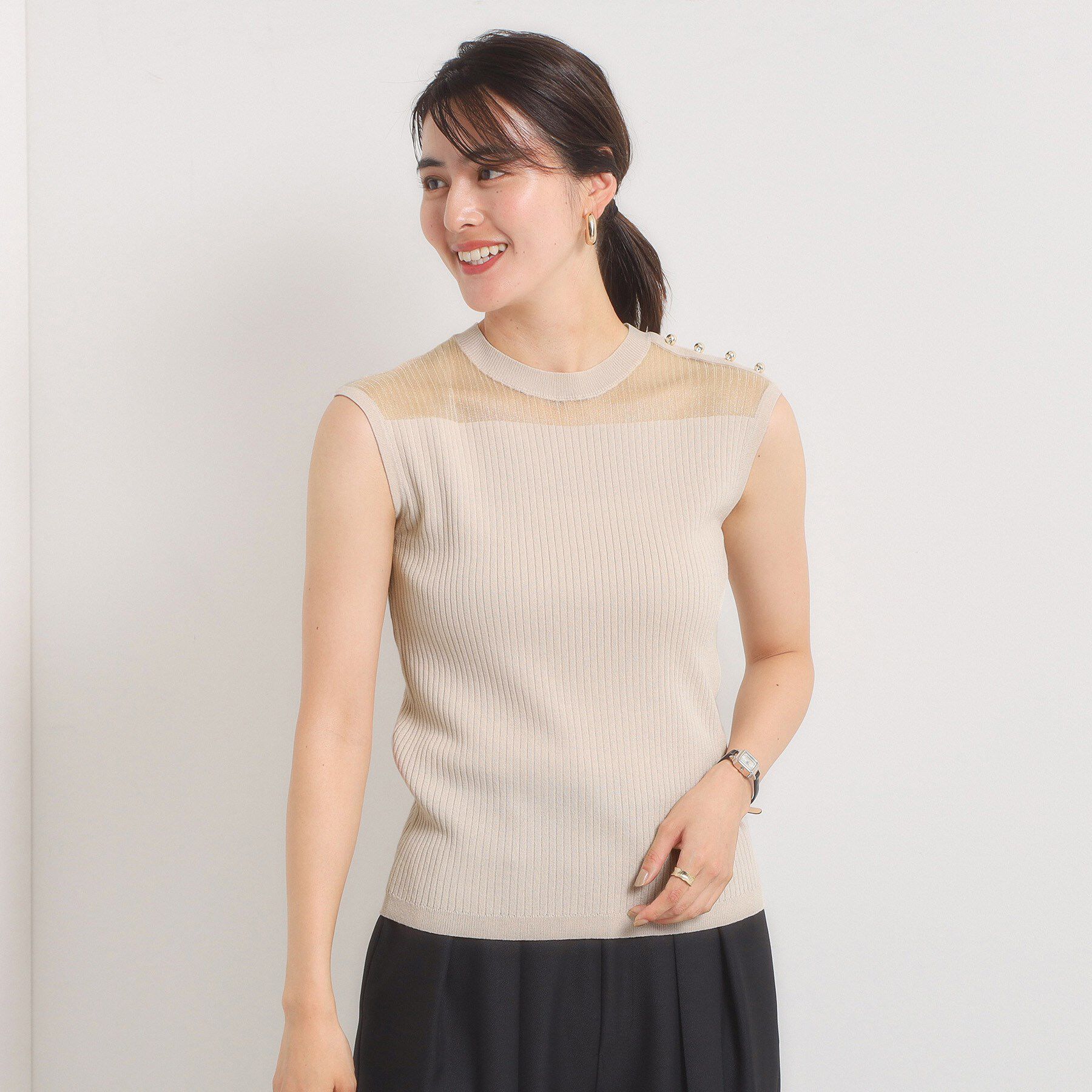 ITS&rsquo;DEMO「【手洗い可】シアー切替ニット」|ニット・セーター|