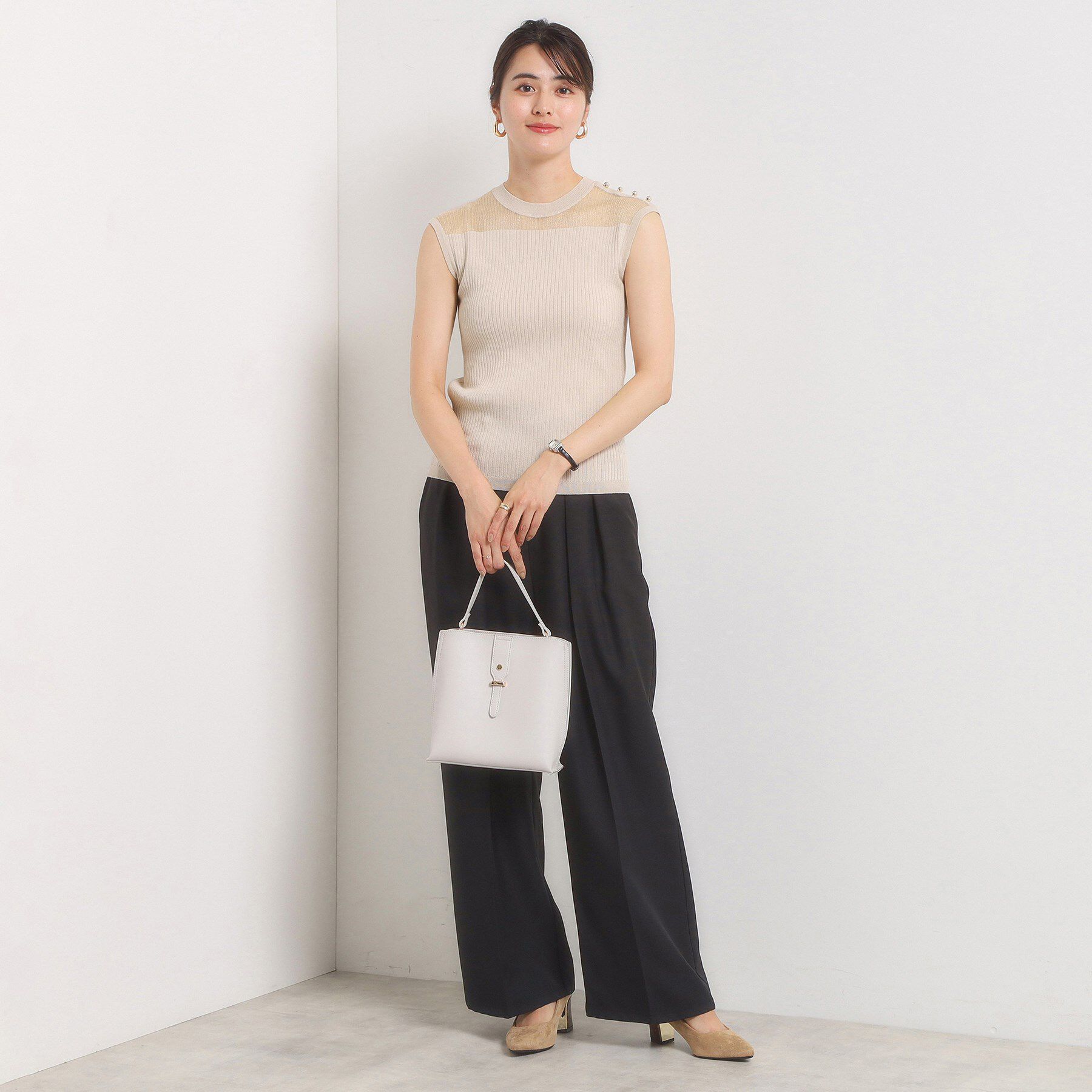 ITS&rsquo;DEMO「【手洗い可】シアー切替ニット」|ニット・セーター|