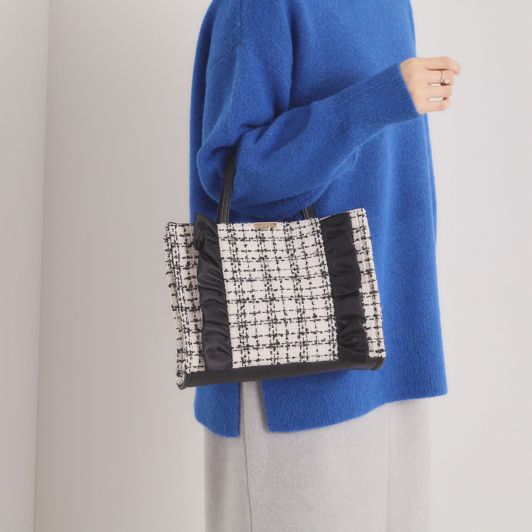 ITS&rsquo;DEMO「フリルツイードミニトート」|ハンドバッグ|アイボリー(004)