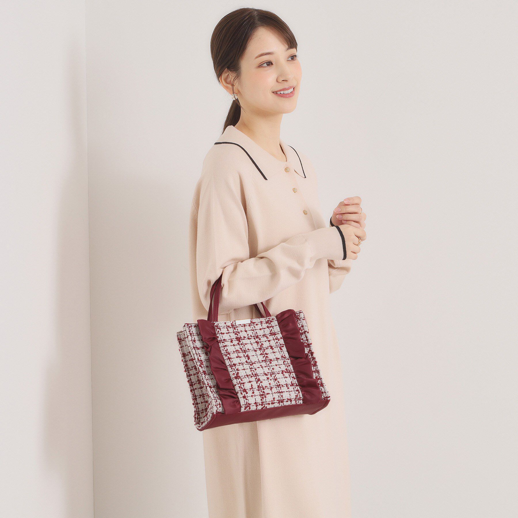 ITS&rsquo;DEMO「フリルツイードミニトート」|ハンドバッグ|