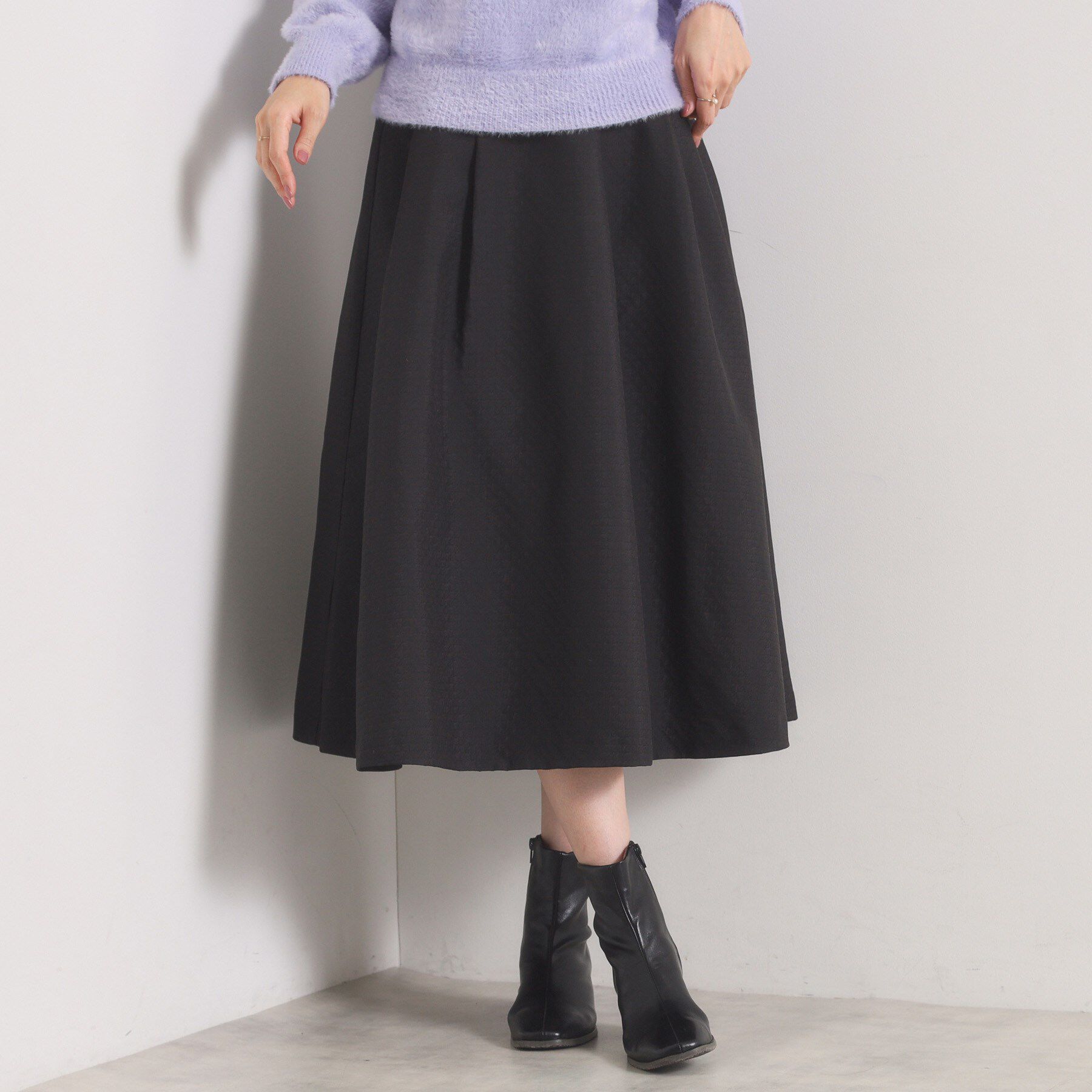 ITS&rsquo;DEMO「【手洗い可／ウエストゴム】千鳥ジャカードスカート」|スカート|ブラック(019)