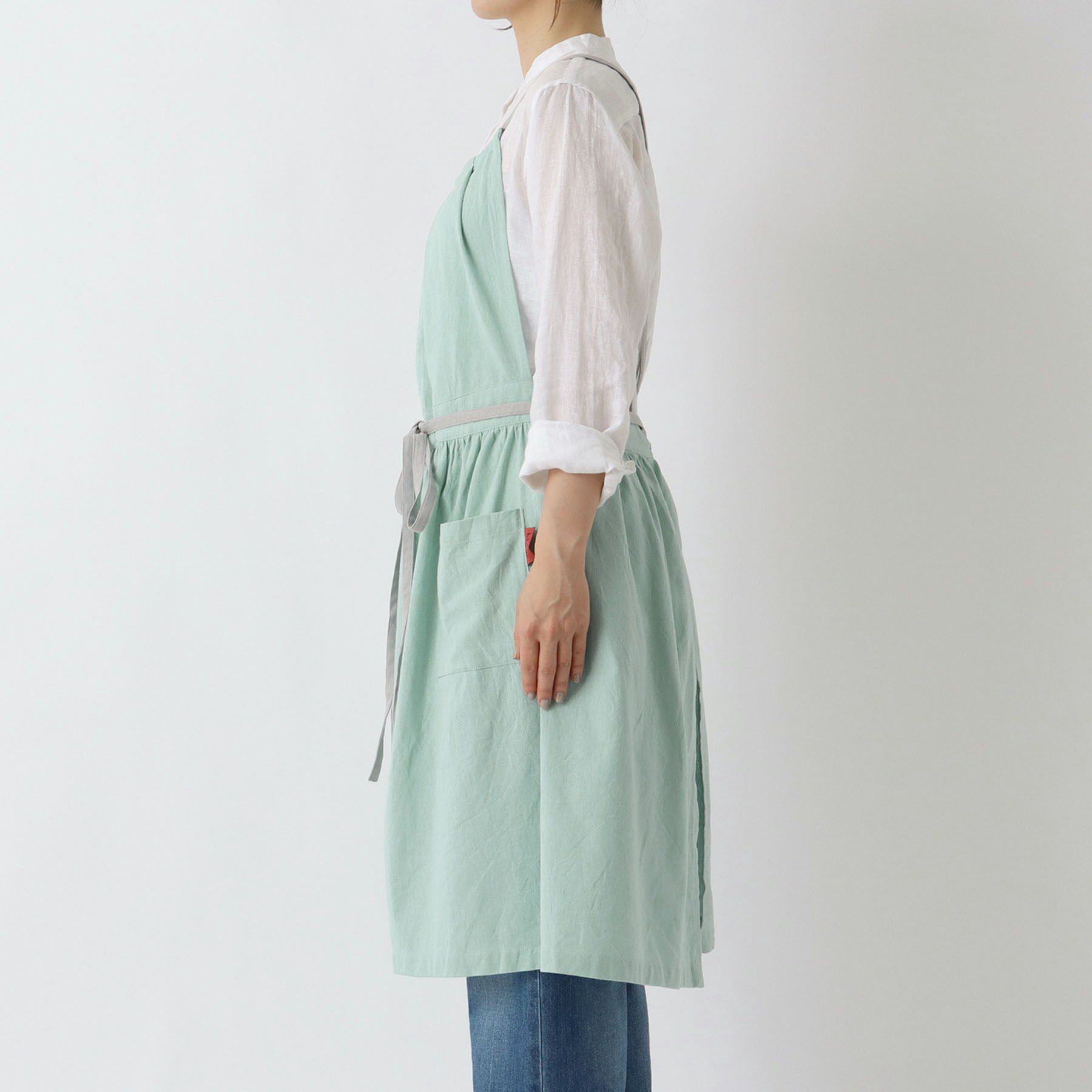 212 KITCHEN STORE「エプロン 綿麻ギャザーファム BL」|食器・キッチングッズ|