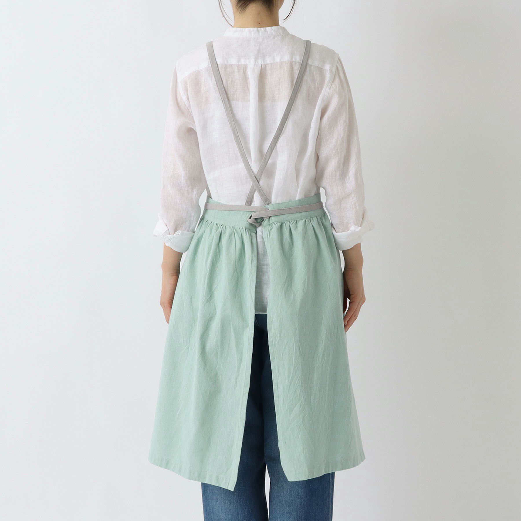 212 KITCHEN STORE「エプロン 綿麻ギャザーファム BL」|食器・キッチングッズ|