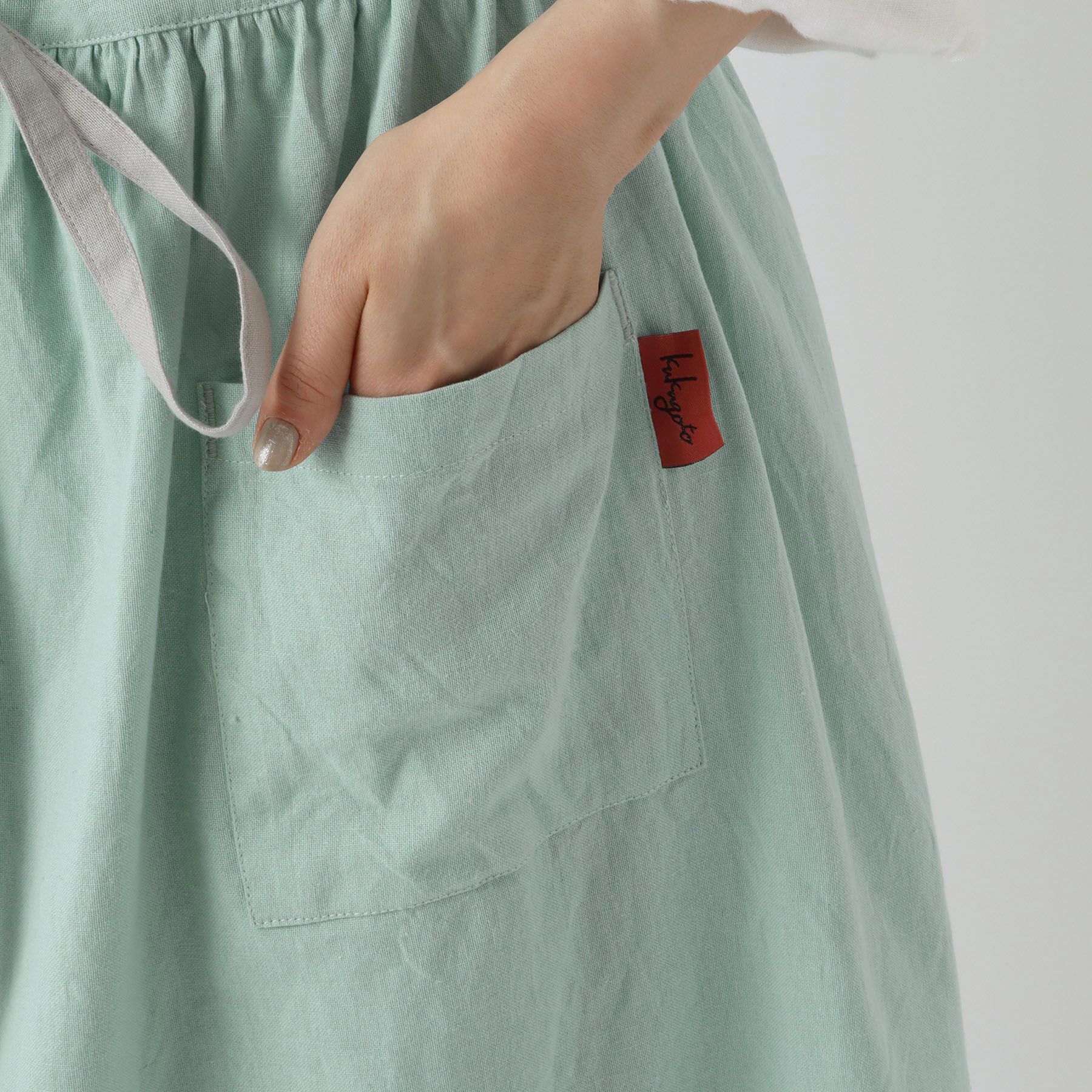 212 KITCHEN STORE「エプロン 綿麻ギャザーファム BL」|食器・キッチングッズ|