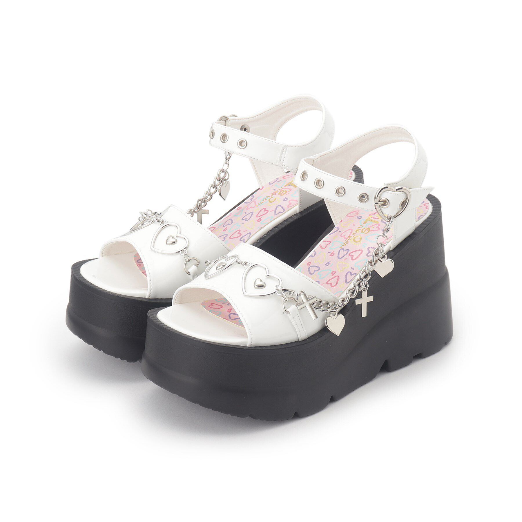 csT&P「厚底ハートチェーン付きサンダル」|サンダル|ﾎﾜｲﾄ(201)