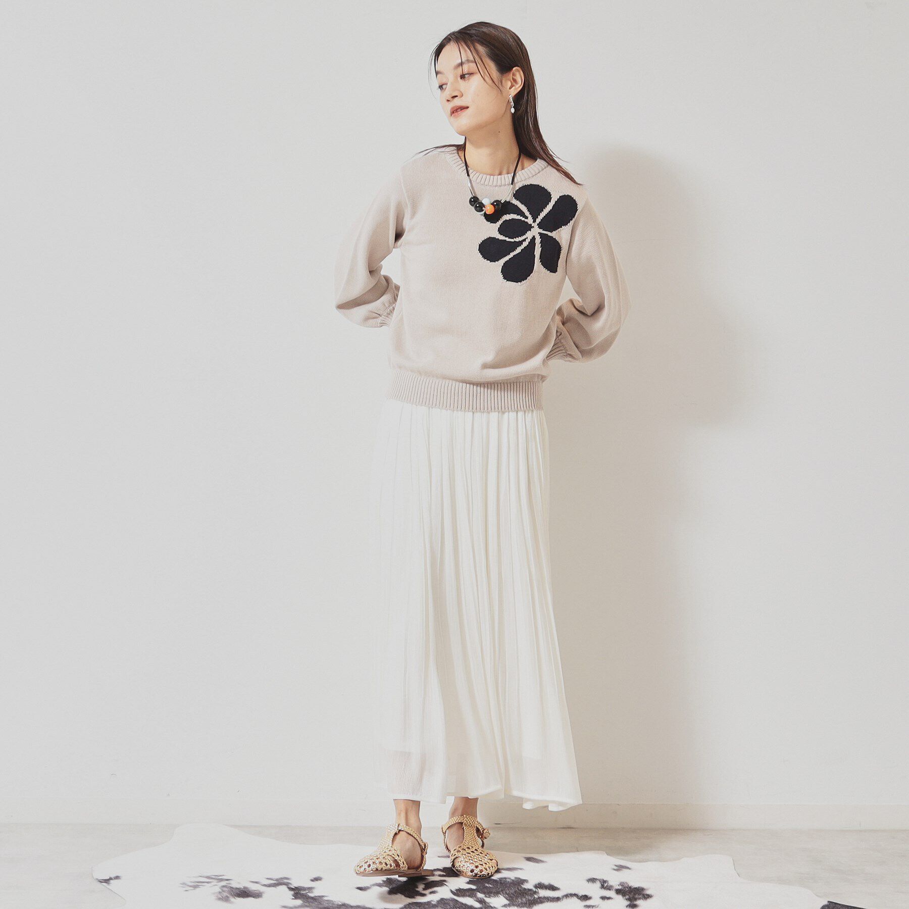 SunaUna「【春色／ウエストゴム】ロングプリーツスカート」|スカート|