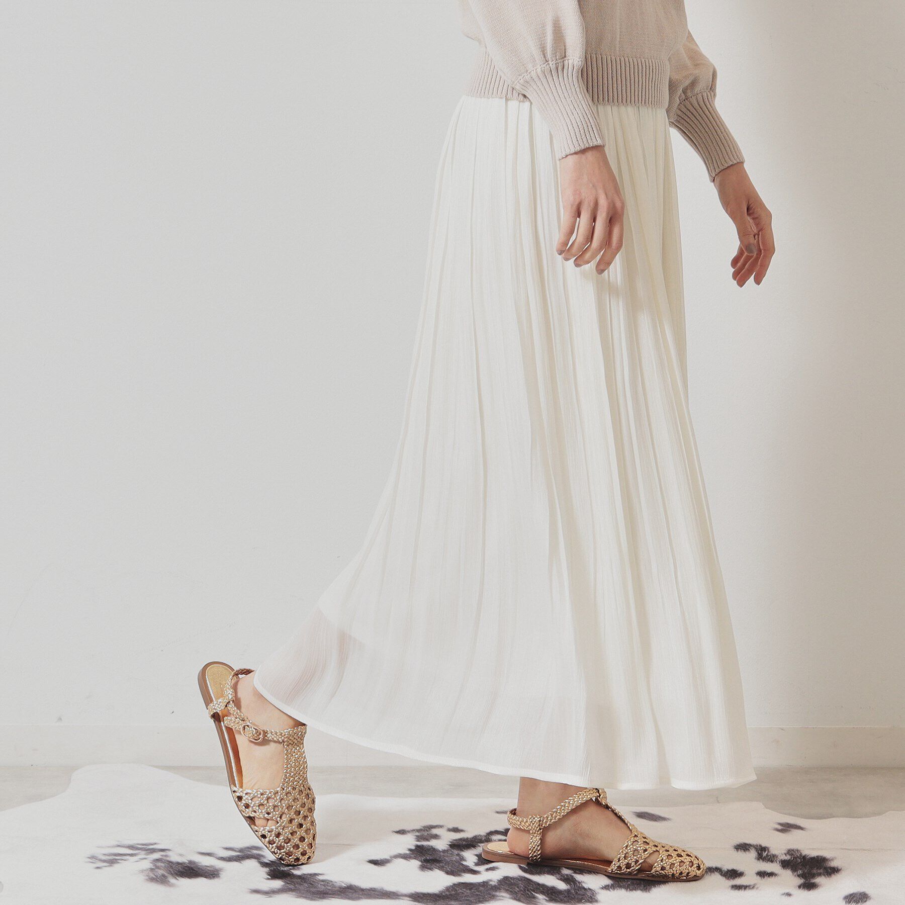 SunaUna「【春色／ウエストゴム】ロングプリーツスカート」|スカート|