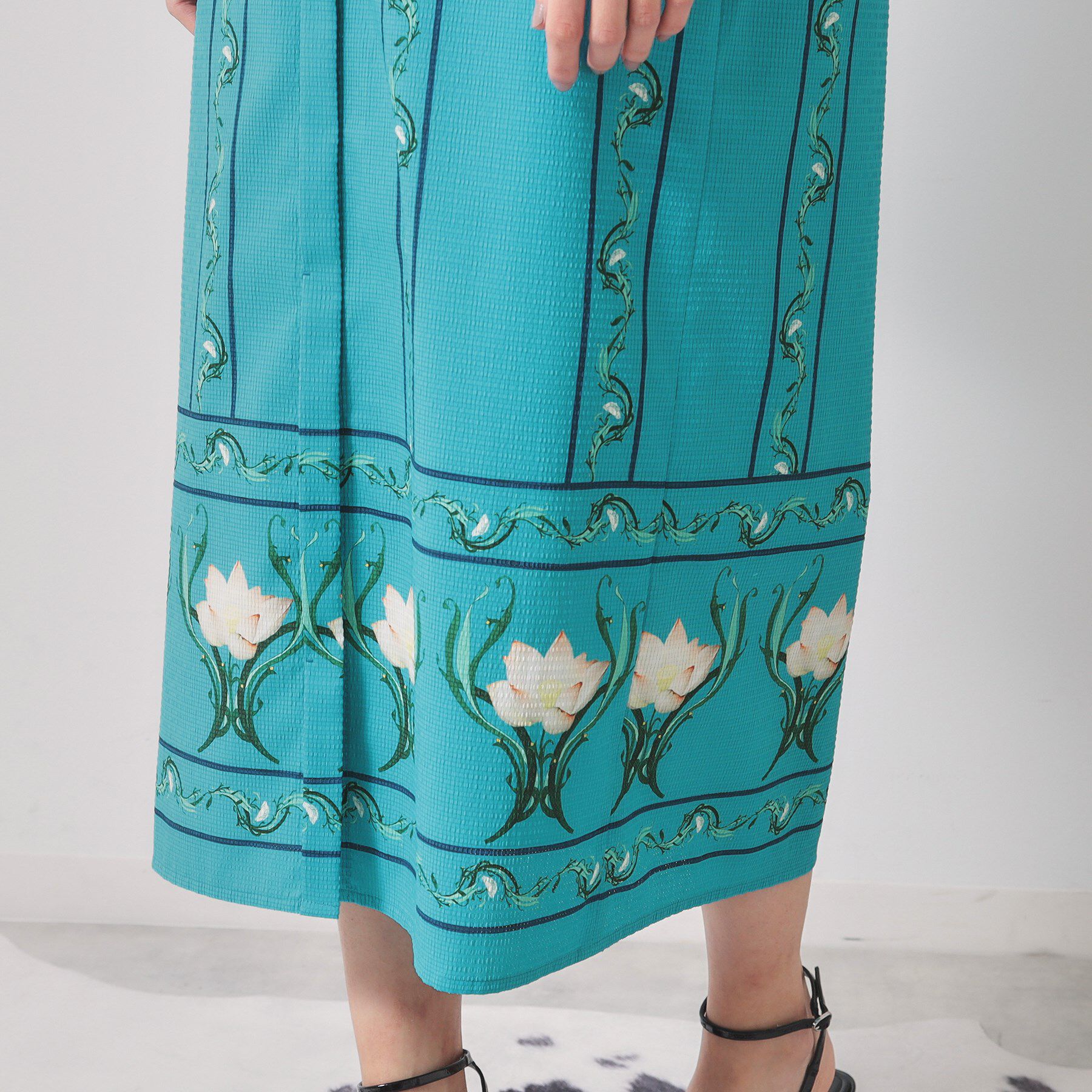 SunaUna「【スタンドフリル＆リボン】オリエンタルパネルワンピース」|ワンピース|