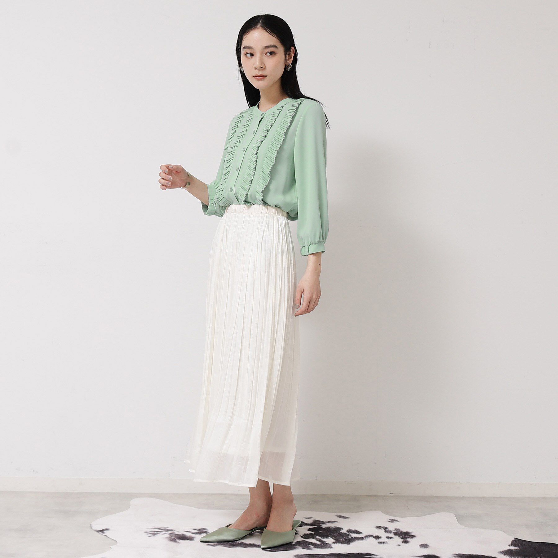 SunaUna「【お仕事にも！／プリーツフリル】春色ブラウス」|シャツ・ブラウス|