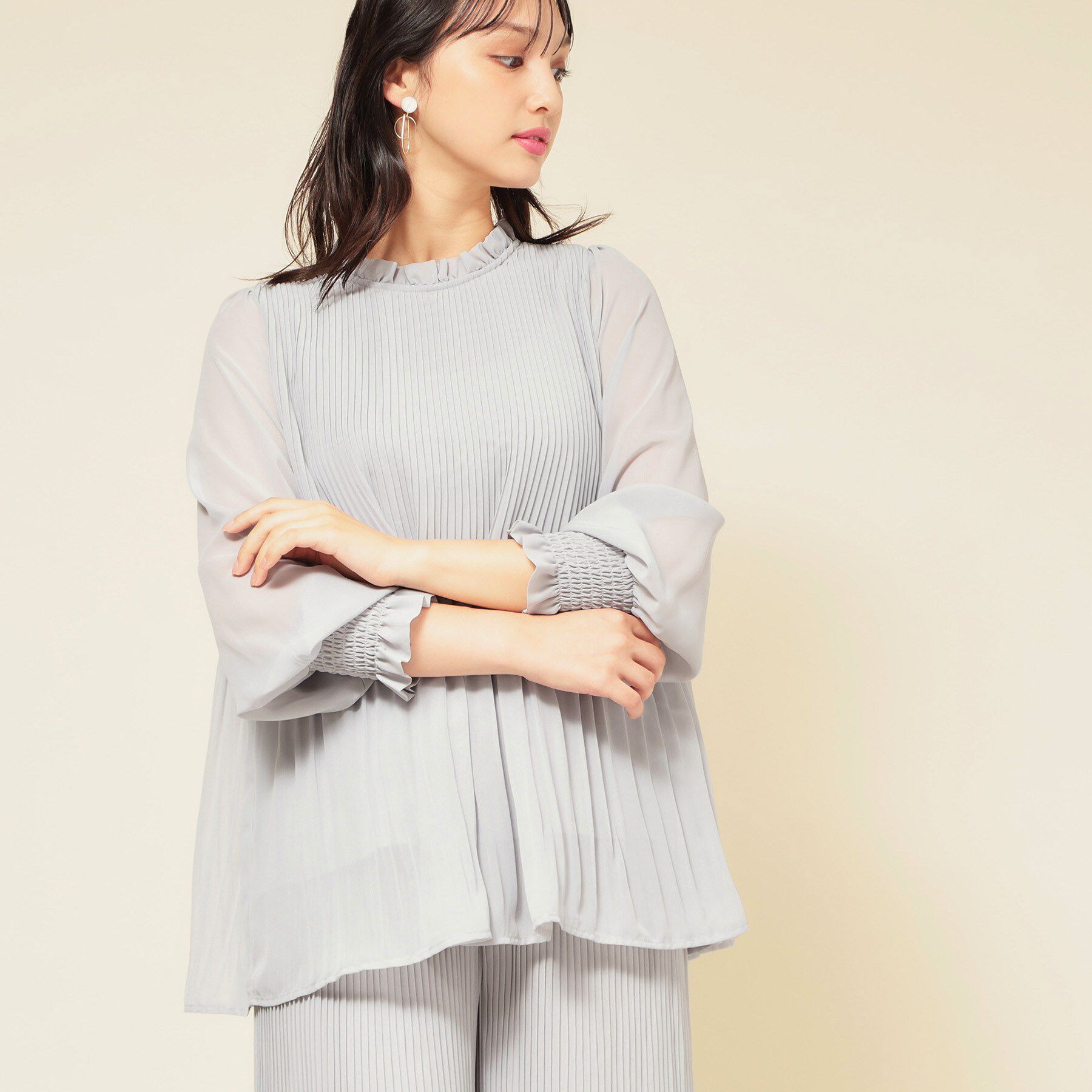 SunaUna「【プリーツ／セットアップ可】チュニックブラウス」|シャツ・ブラウス|