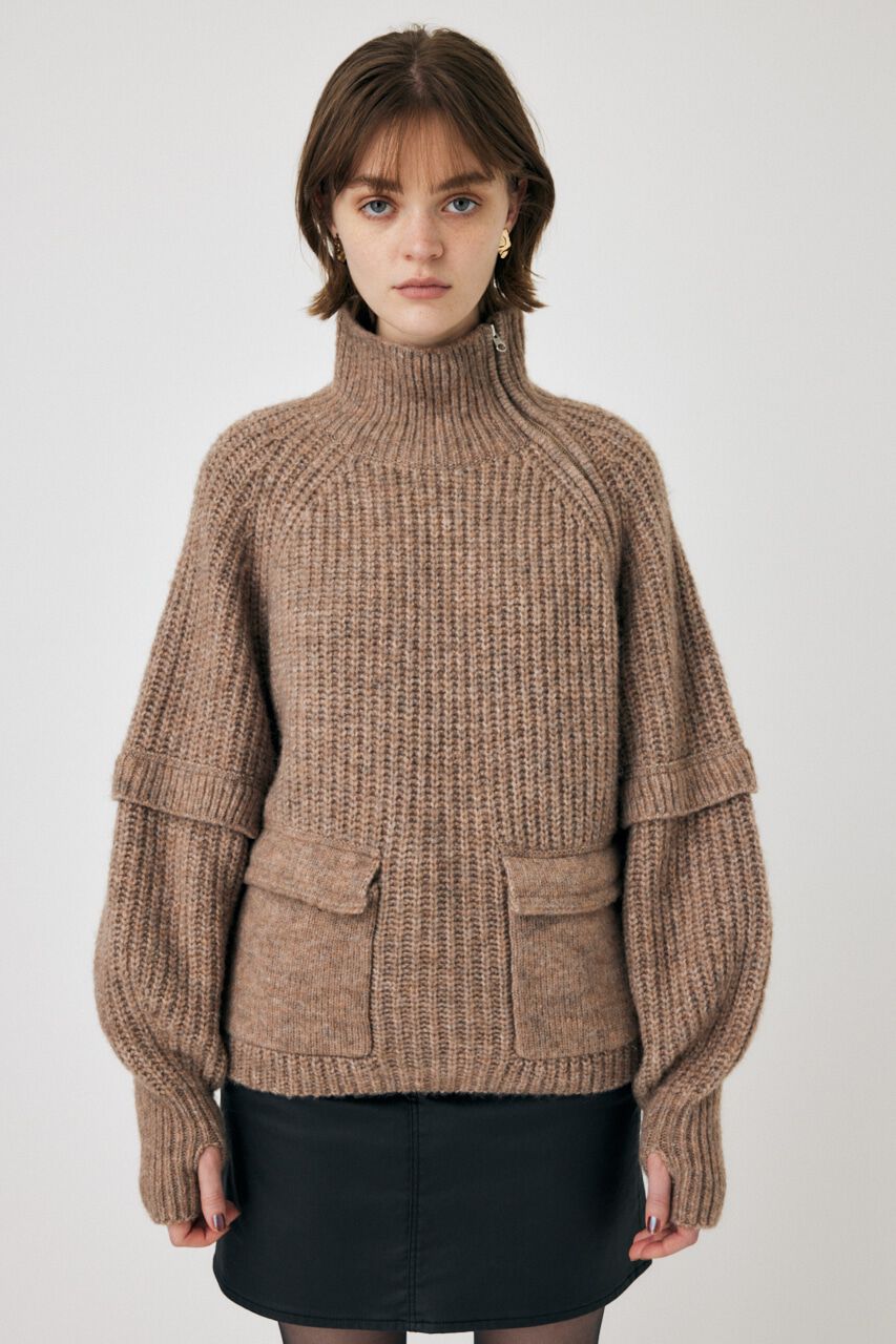 MOUSSY「ASYMMETRIC HALF ZIP プルオーバー」|ニット・セーター|