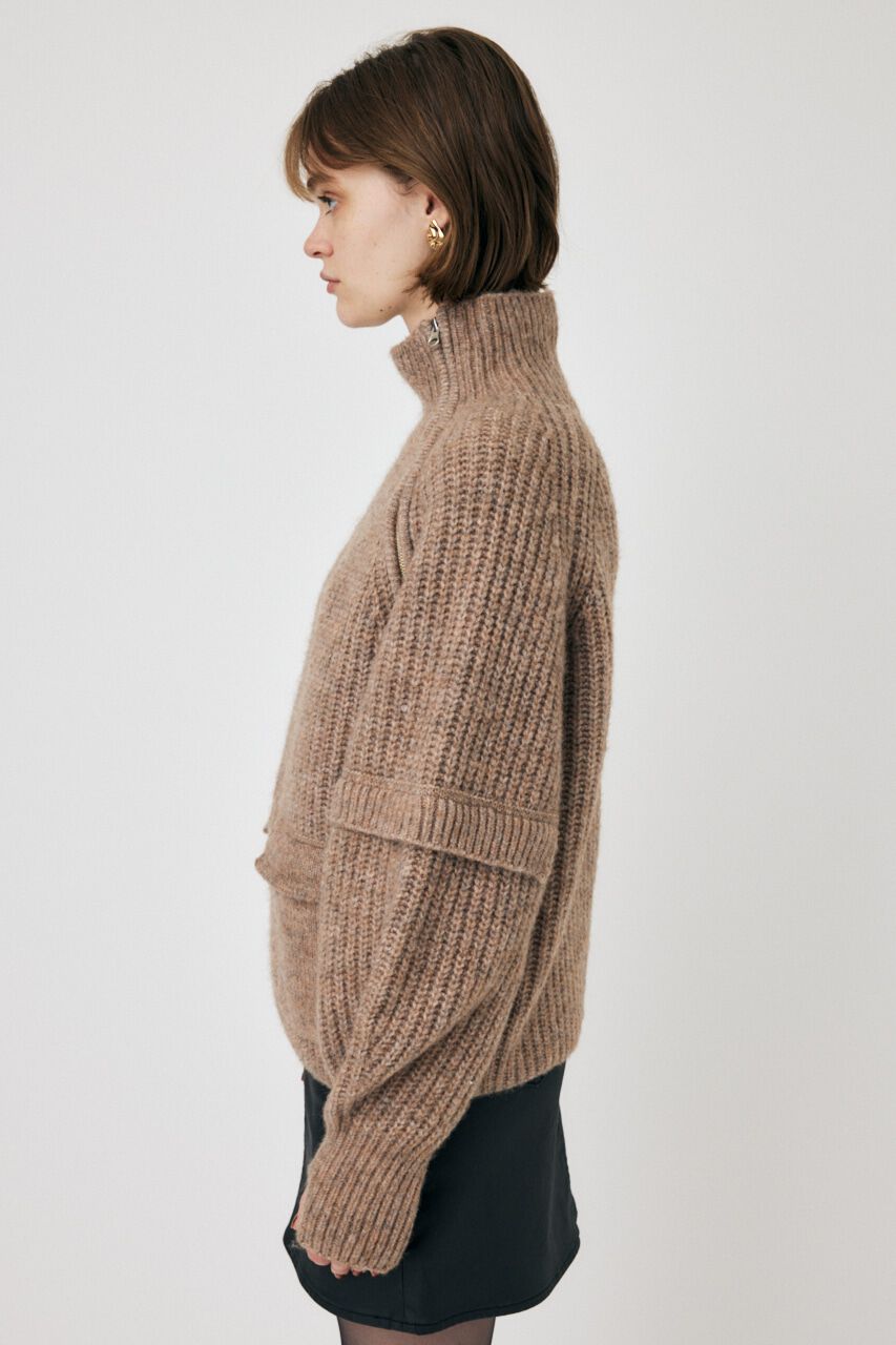 MOUSSY「ASYMMETRIC HALF ZIP プルオーバー」|ニット・セーター|