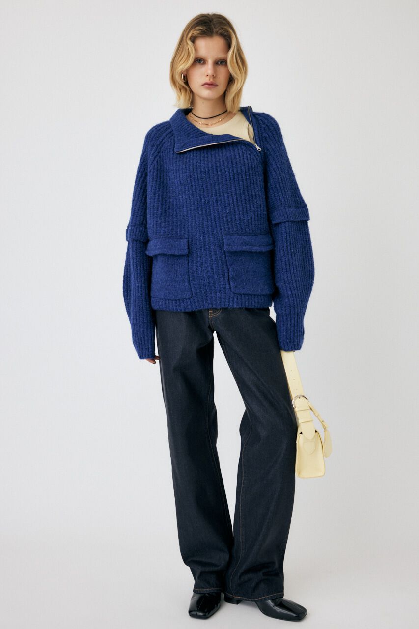 MOUSSY「ASYMMETRIC HALF ZIP プルオーバー」|ニット・セーター|