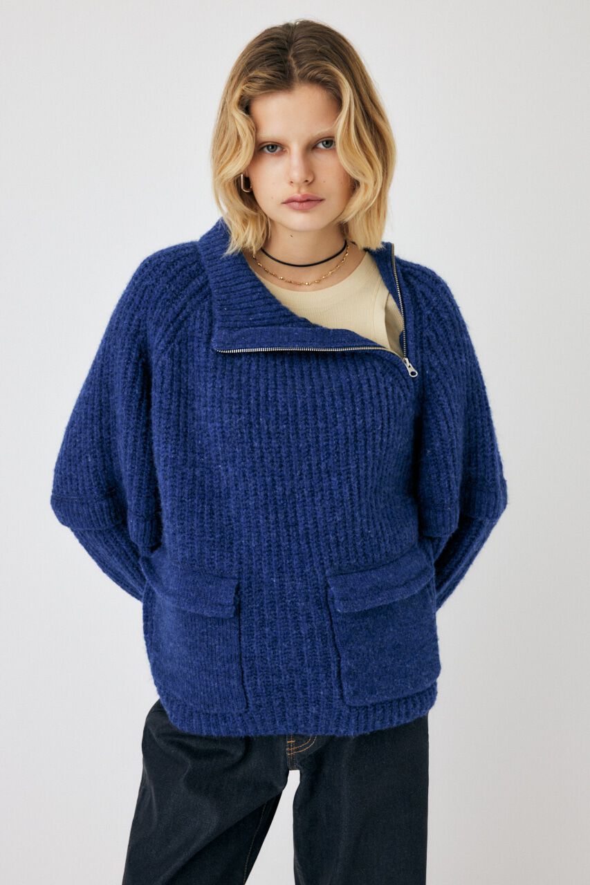 MOUSSY「ASYMMETRIC HALF ZIP プルオーバー」|ニット・セーター|