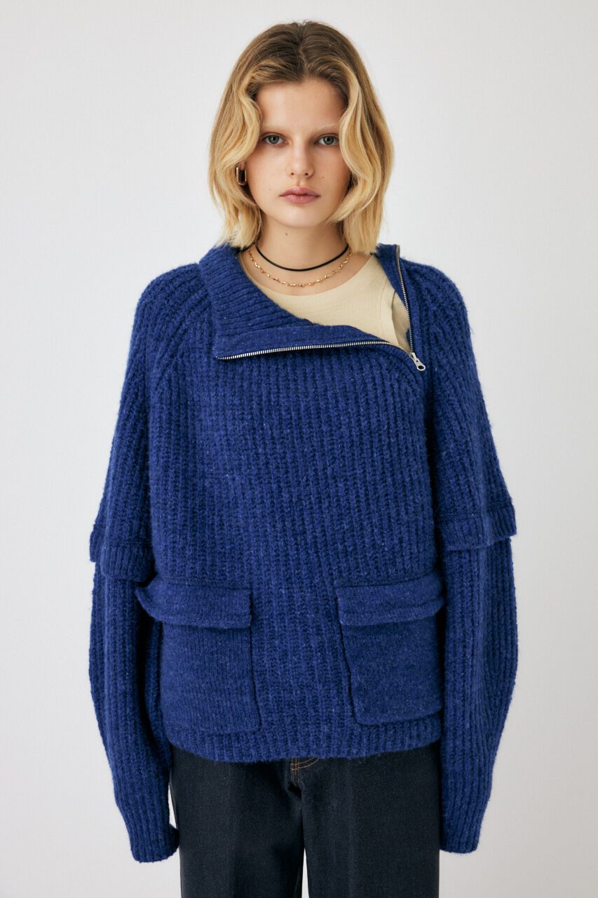 MOUSSY「ASYMMETRIC HALF ZIP プルオーバー」|ニット・セーター|