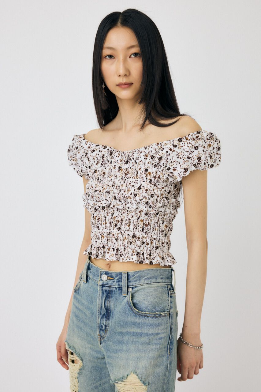 MOUSSY「GATHER FLOWER ブラウス」|シャツ・ブラウス|