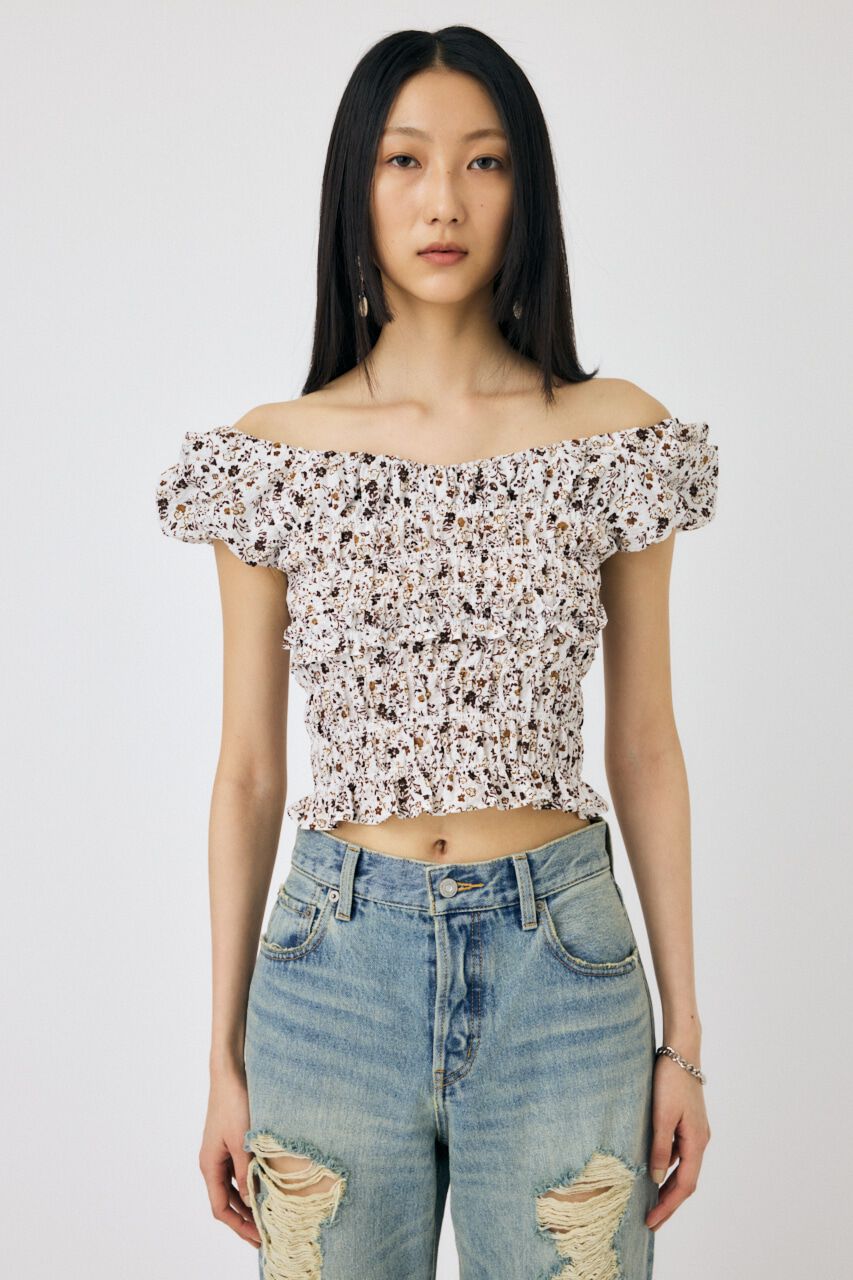 MOUSSY「GATHER FLOWER ブラウス」|シャツ・ブラウス|