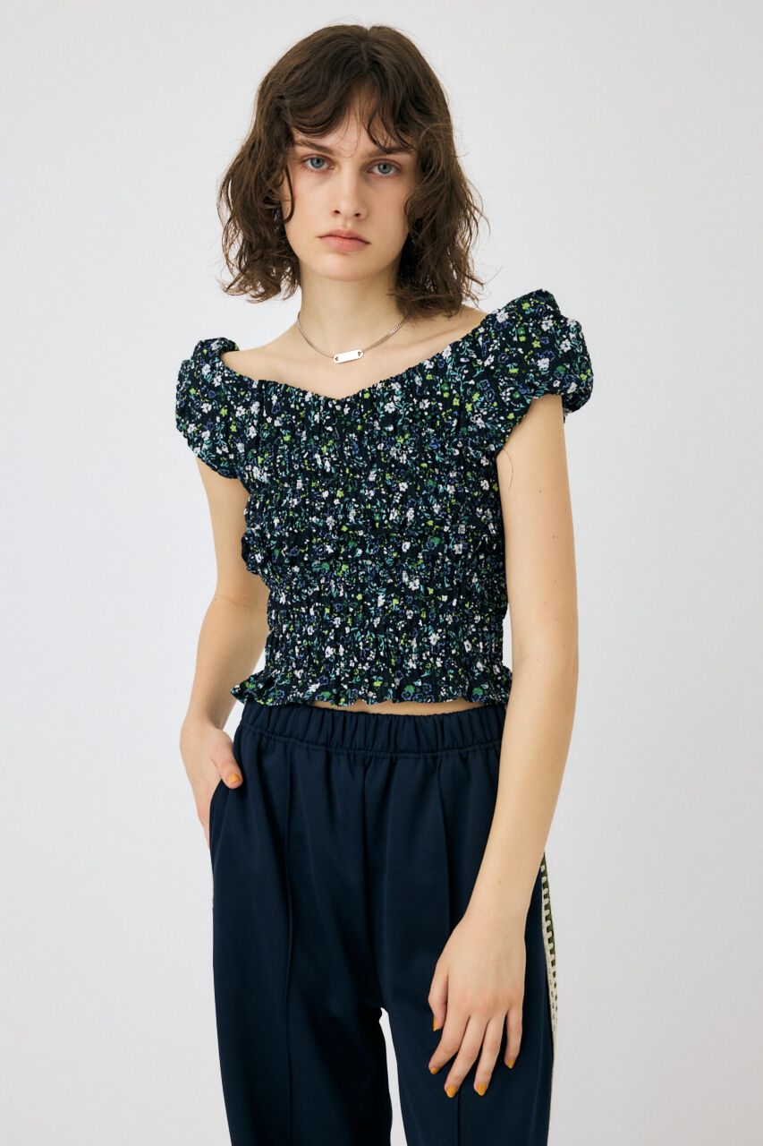 MOUSSY「GATHER FLOWER ブラウス」|シャツ・ブラウス|柄BLK5