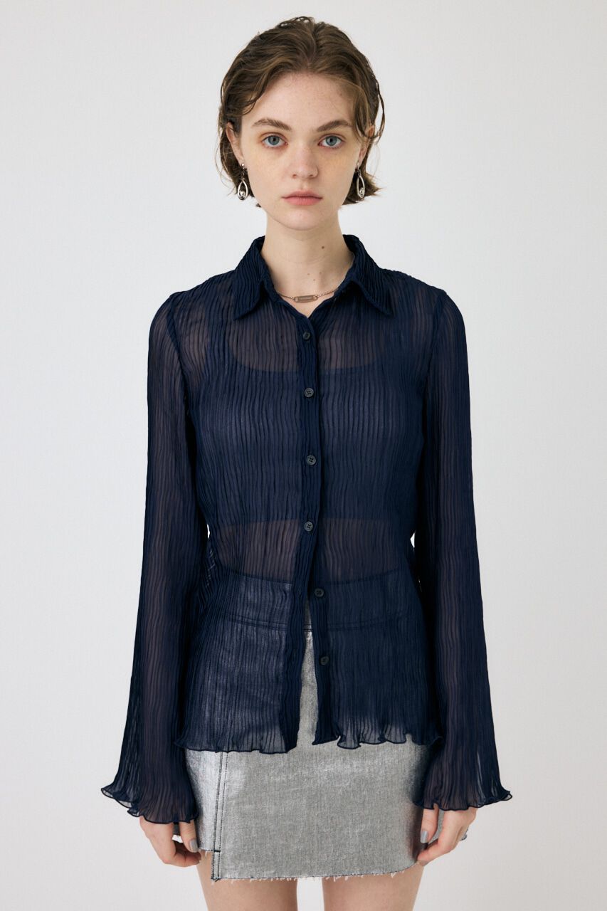 MOUSSY「SHEER PLEATS シャツ」|シャツ・ブラウス|