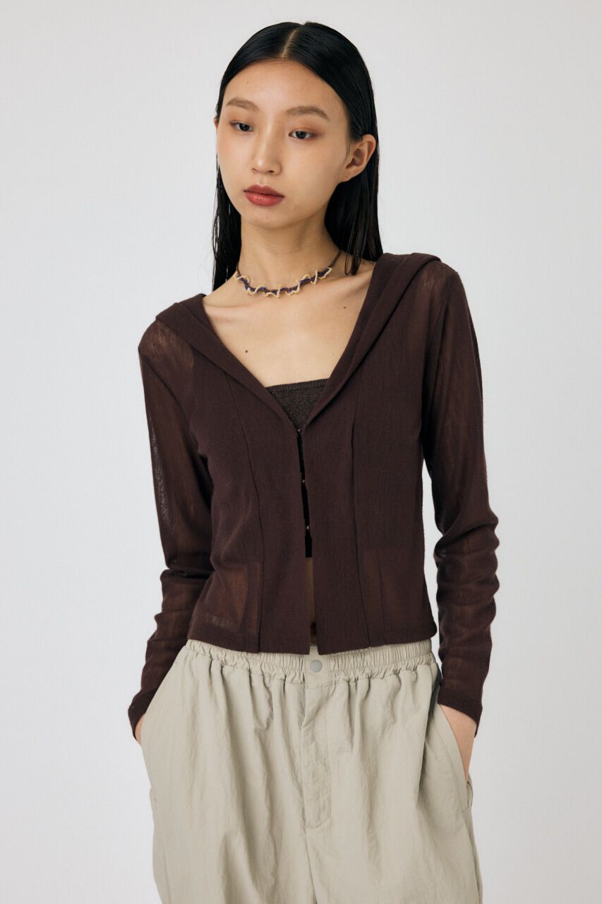 MOUSSY「SHEER CUT フーディ」|パーカー|BRN