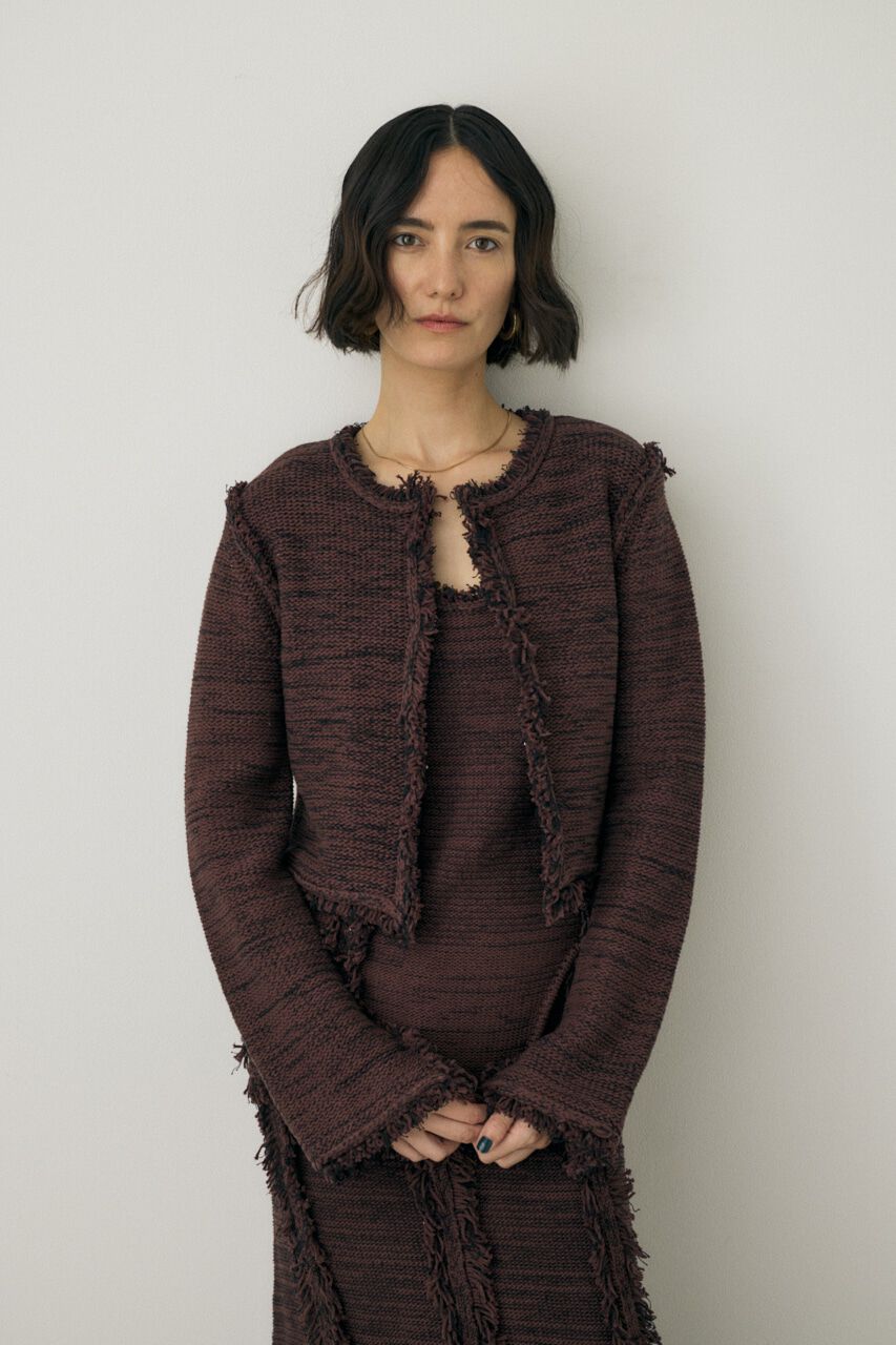 MOUSSY「ツイードニットジャケット　オーガニックコットン使用」|カーディガン|