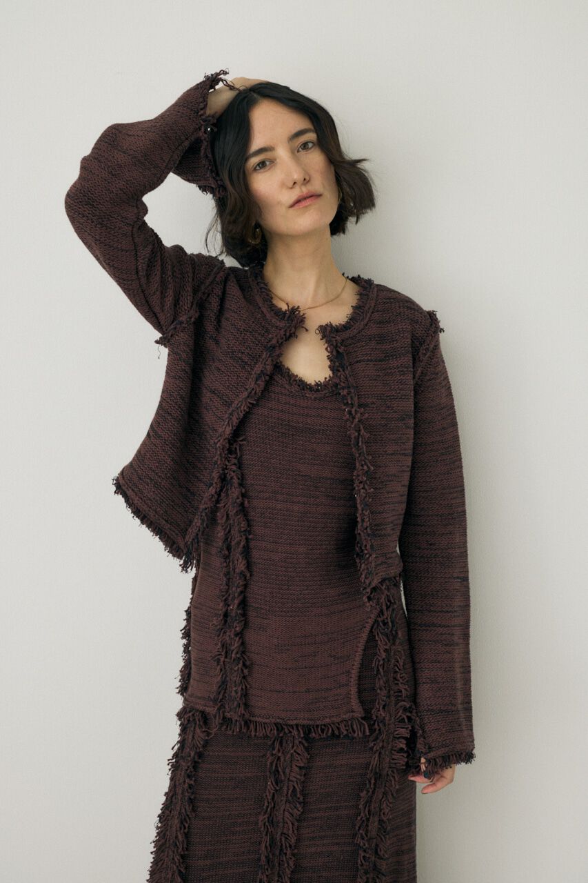 MOUSSY「ツイードニットジャケット　オーガニックコットン使用」|カーディガン|