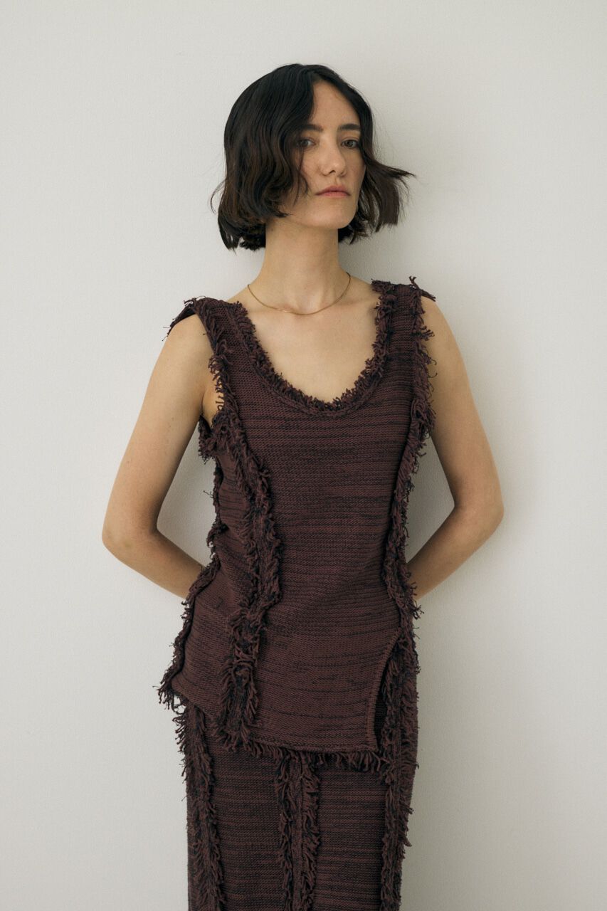 MOUSSY「ツイードニットタンクトップ　オーガニックコットン使用」|タンクトップ|