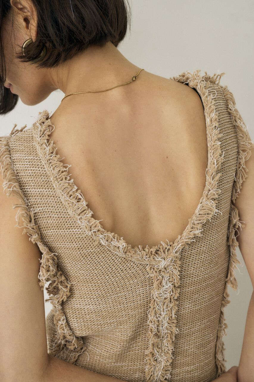 MOUSSY「ツイードニットタンクトップ　オーガニックコットン使用」|タンクトップ|BEG