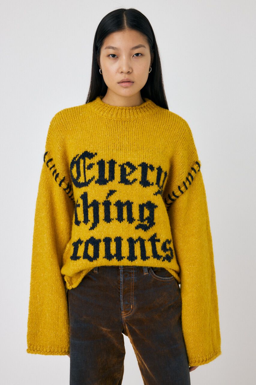 MOUSSY「KNITTED WORDS セーター」|ニット・セーター|YEL