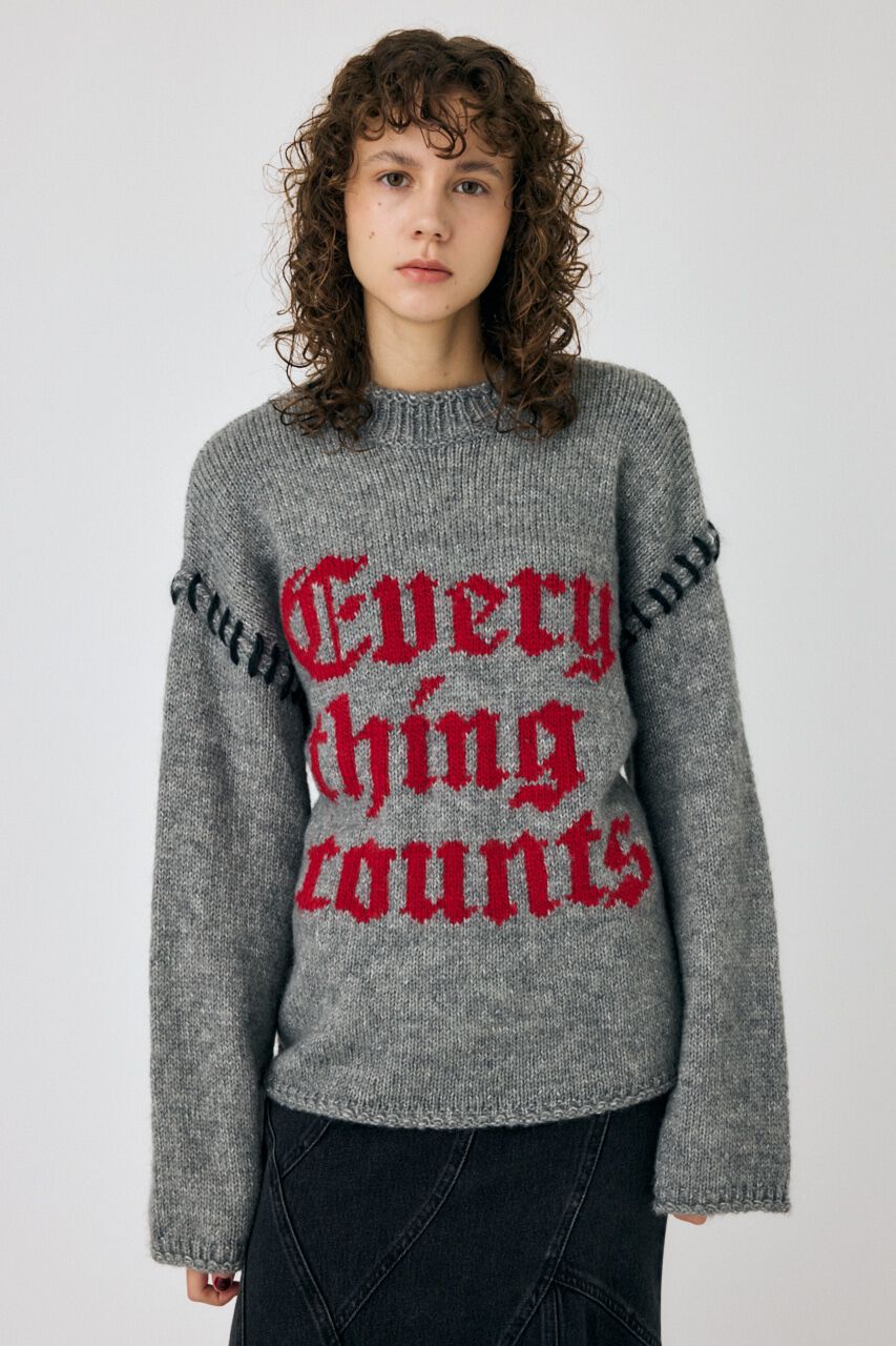 MOUSSY「KNITTED WORDS セーター」|ニット・セーター|T.GRY