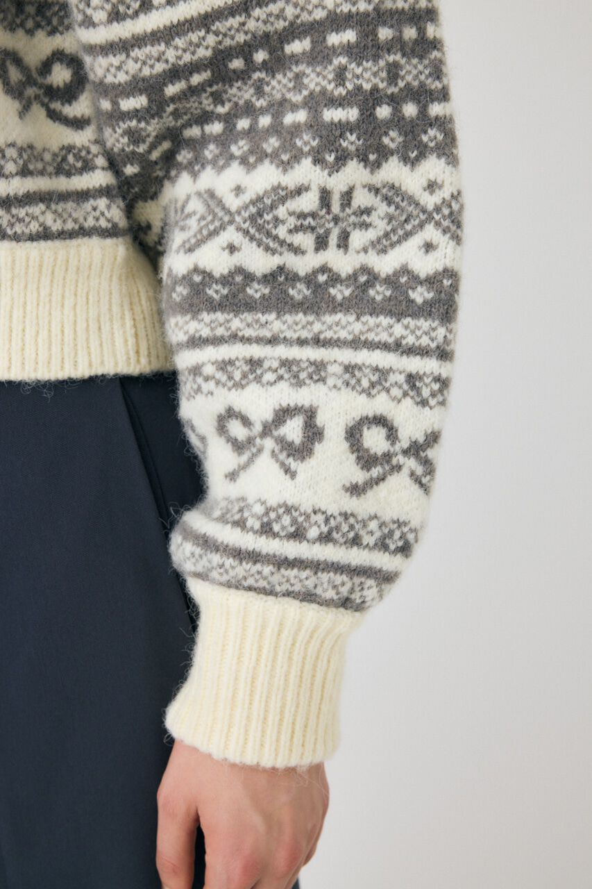 MOUSSY「RIBBON FAIR ISLE ニットカーディガン」|カーディガン|