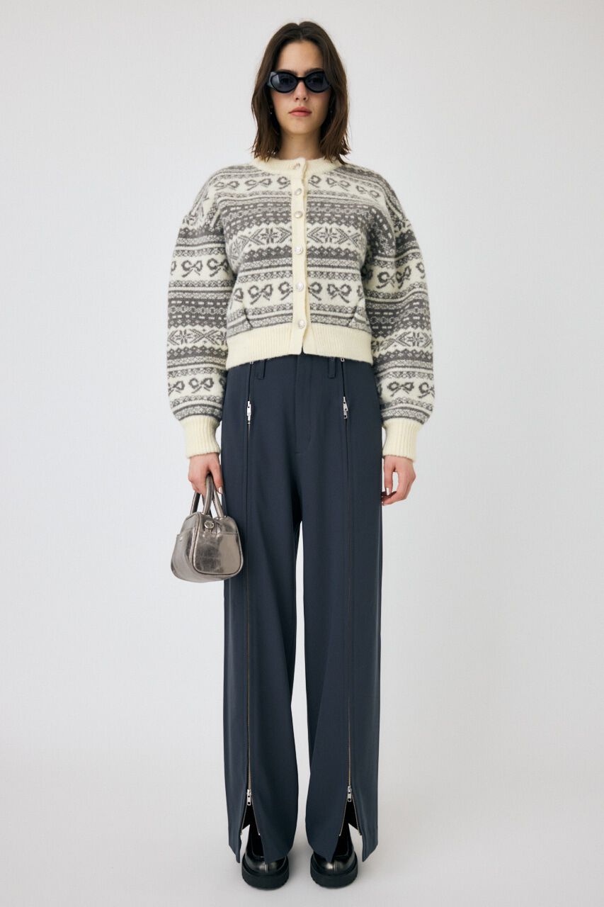 MOUSSY「RIBBON FAIR ISLE ニットカーディガン」|カーディガン|