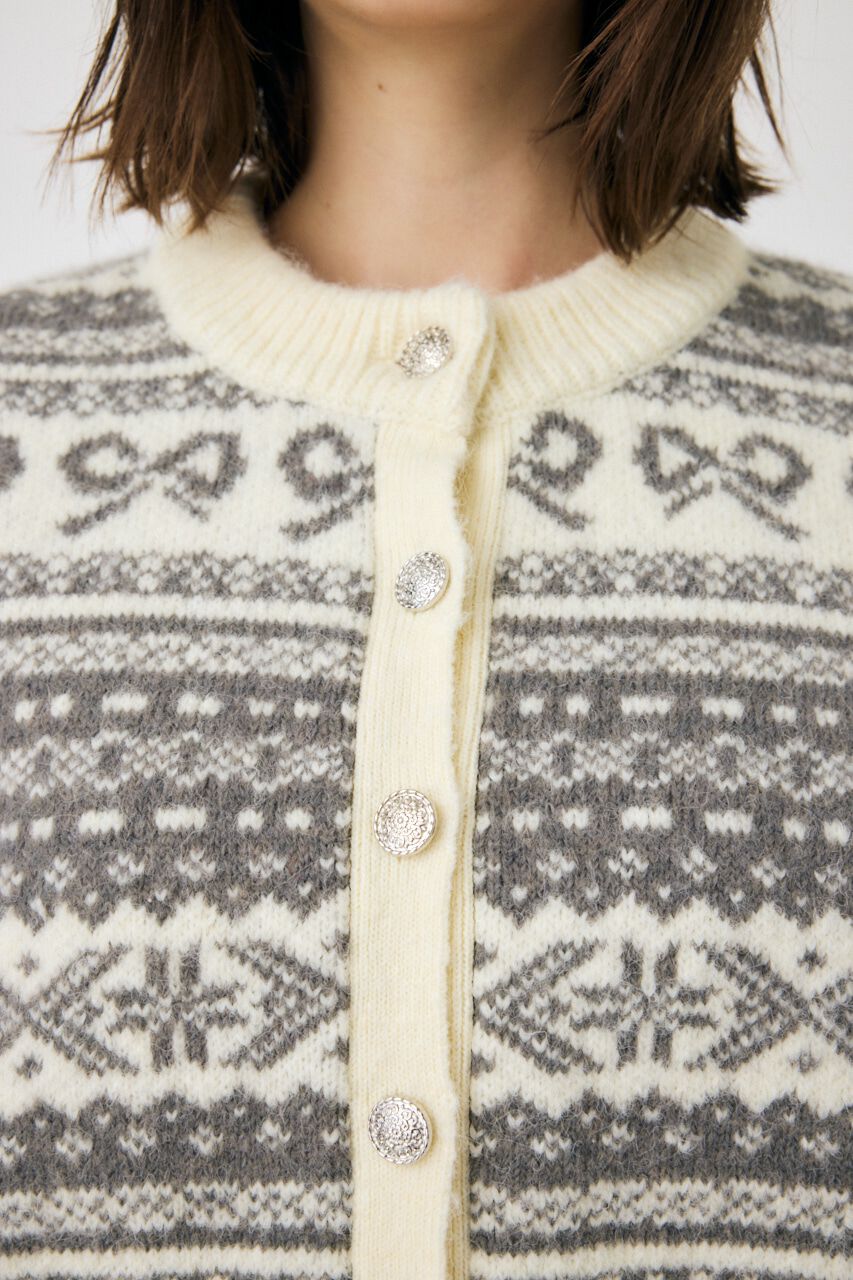 MOUSSY「RIBBON FAIR ISLE ニットカーディガン」|カーディガン|