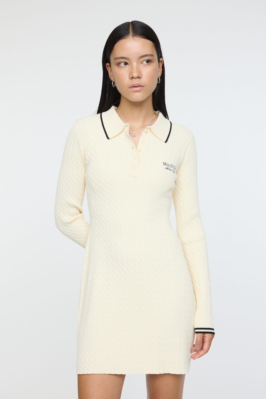 MOUSSY「LOGO CABLE KNIT ミニドレス」|ワンピース|
