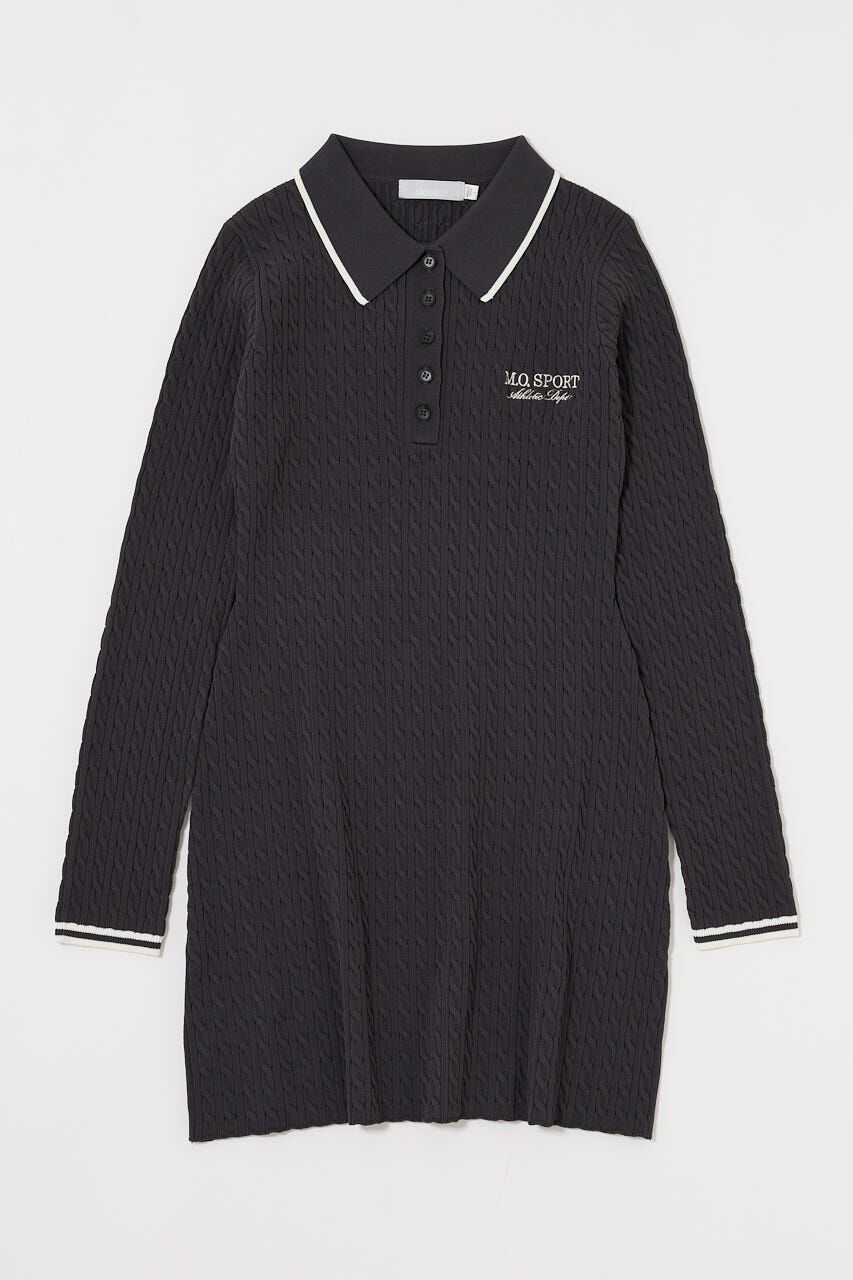 MOUSSY「LOGO CABLE KNIT ミニドレス」|ワンピース|T.GRY
