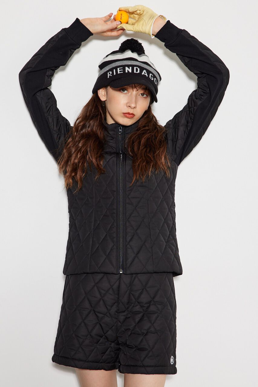 rienda「キルティングパネルラインブルゾン」|ブルゾン・スタジャン|BLK