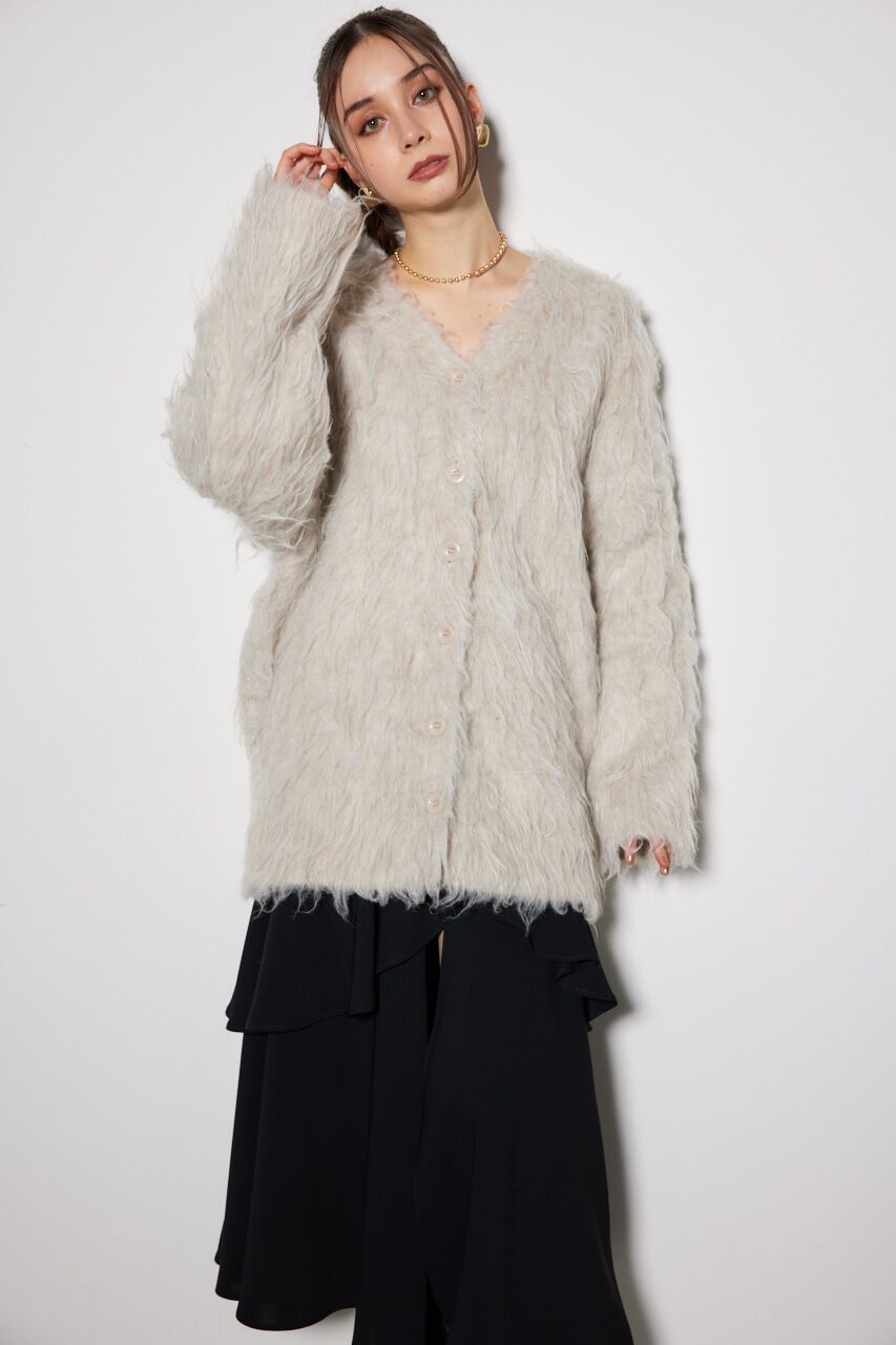 rienda「2WAYロングシャギールーズニットカーデ」|カーディガン|L/BEG1